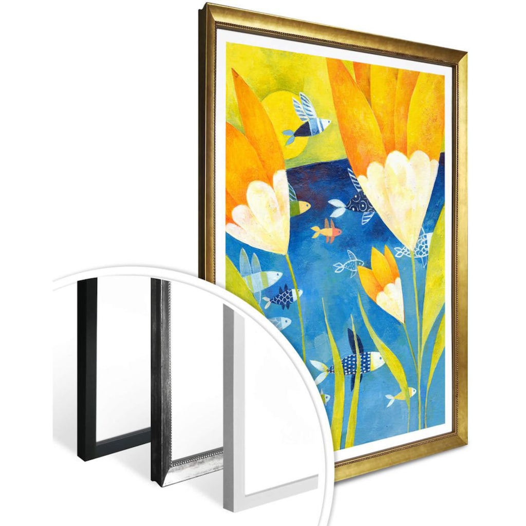 Wall-Art Poster »Märchen Wandbilder Gelbe Tulpen«, Pflanzen, (1 St.), Poster ohne Bilderrahmen