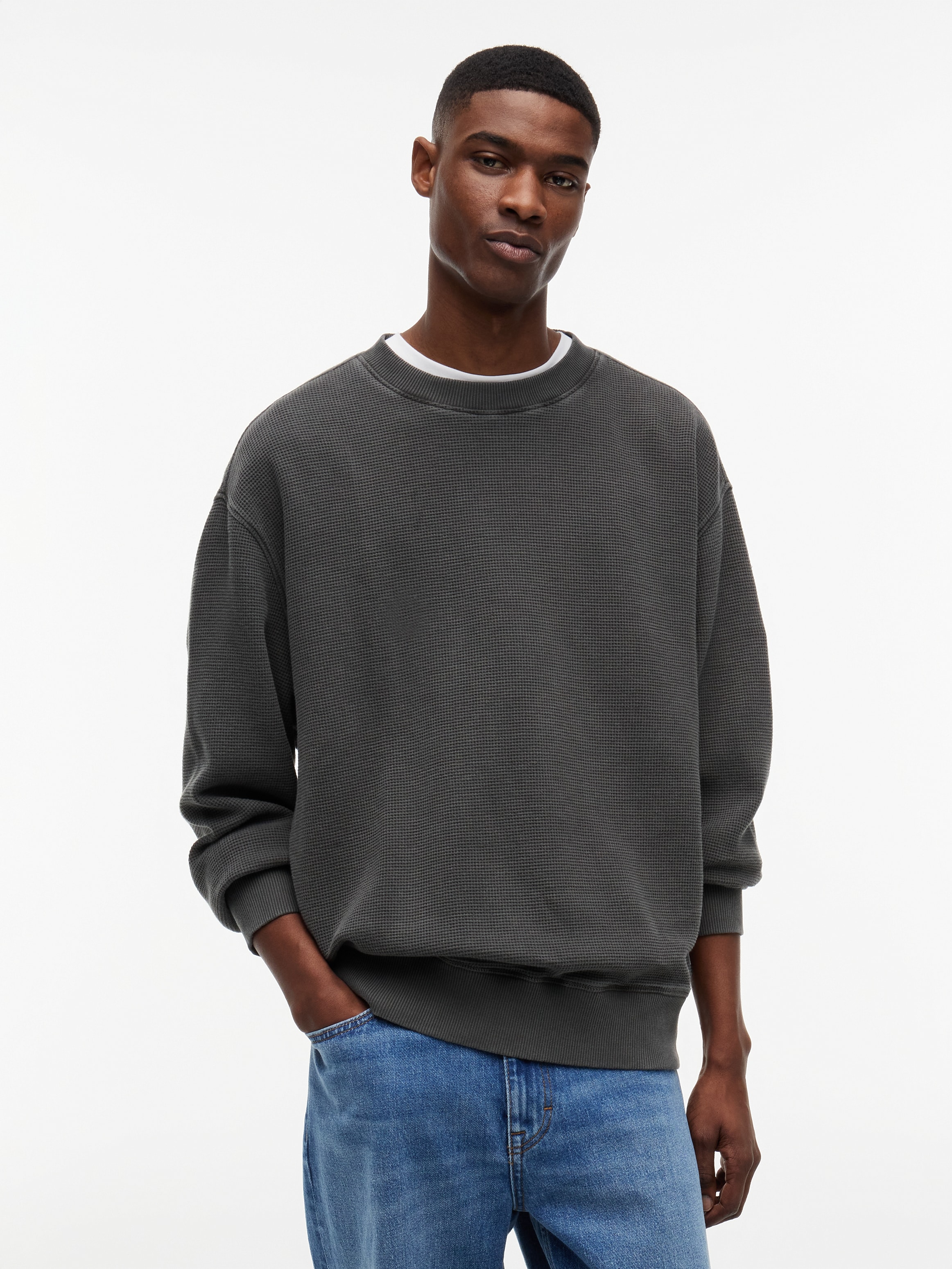 Image of Tommy Jeans Rundhalspullover "TJM RELAXED WASHED WAFFLE"