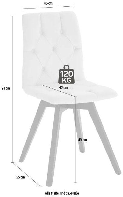 andas 4-Fussstuhl »Melania«, (Set), 2 St., Samtoptik, mit Knopfsteppung (2er-Set)