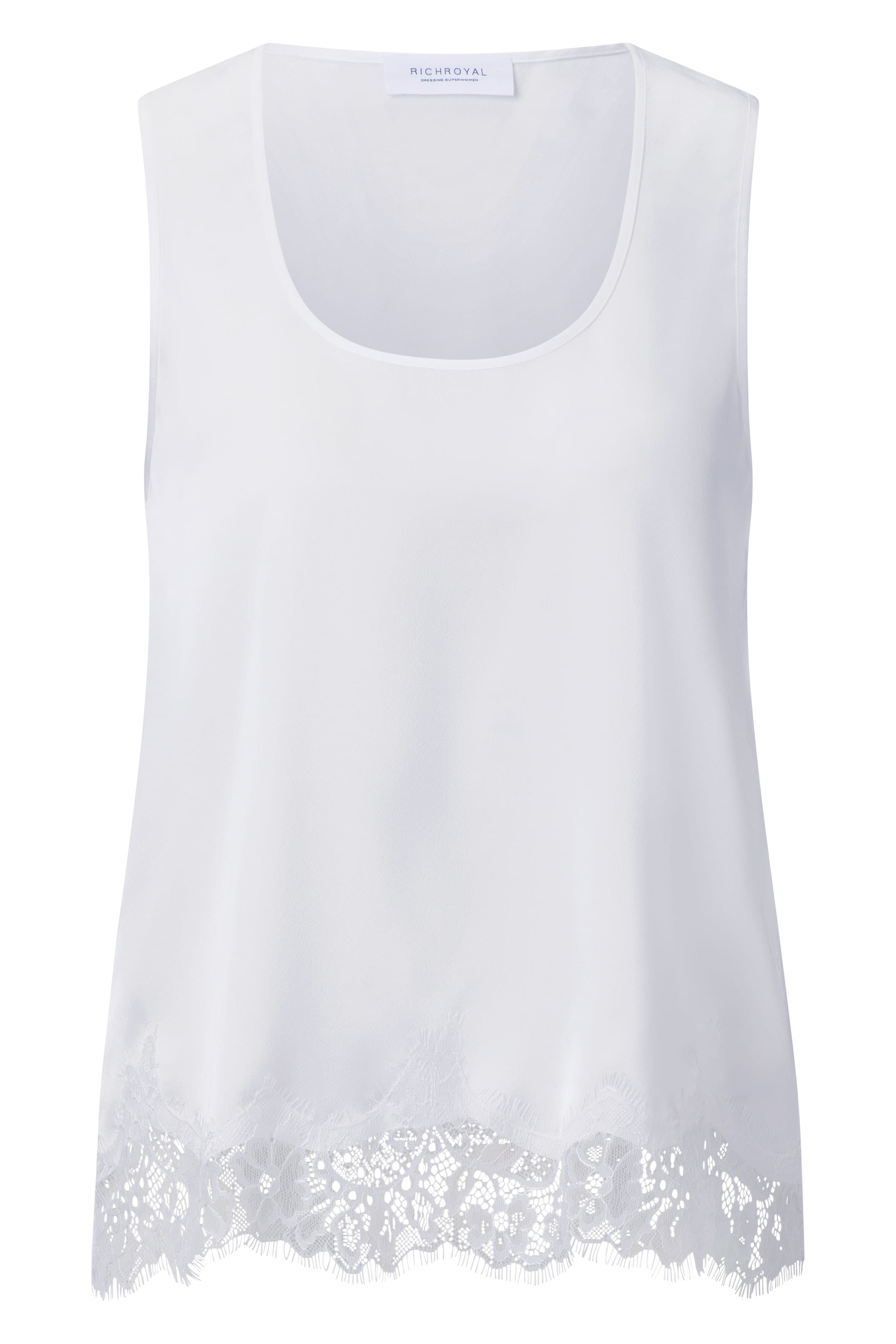 RICHROYAL Haut de chemise avec bordure en dentelle à l'ourlet, aspect satin élégant