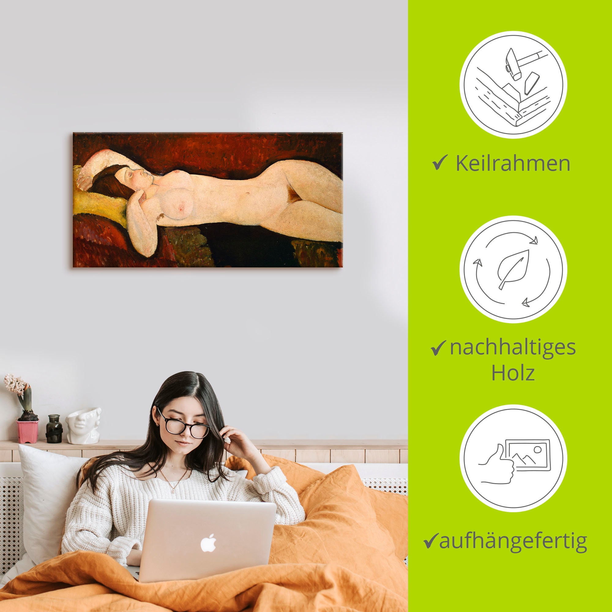Artland Wandbild »Akt einer schlafenden Frau«, Frau, (1 St.), als Leinwandbild, Poster in verschied. Grössen