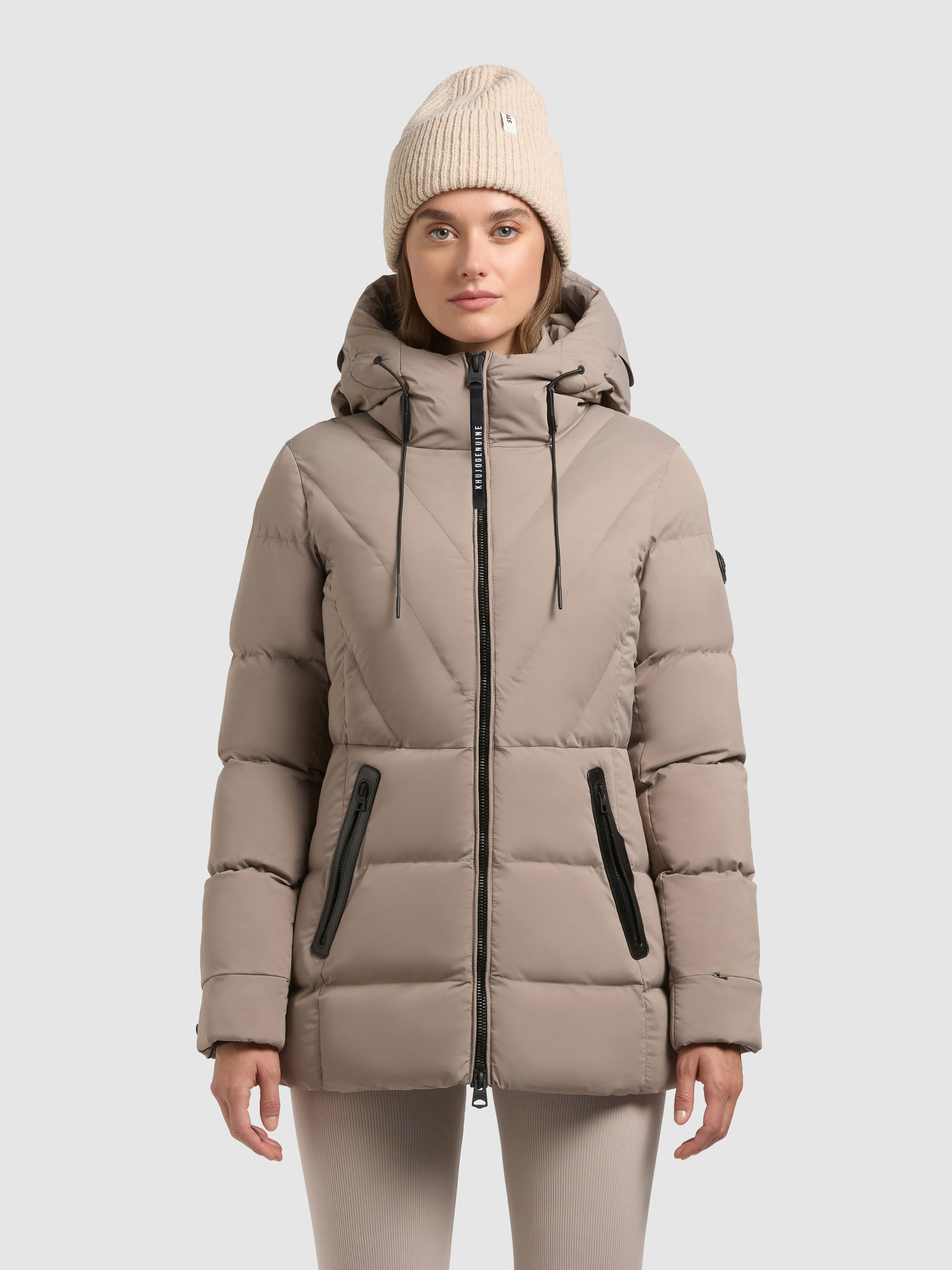 Image of khujo Steppjacke "RABB" mit Kapuze Applikationen aus Lederimitat