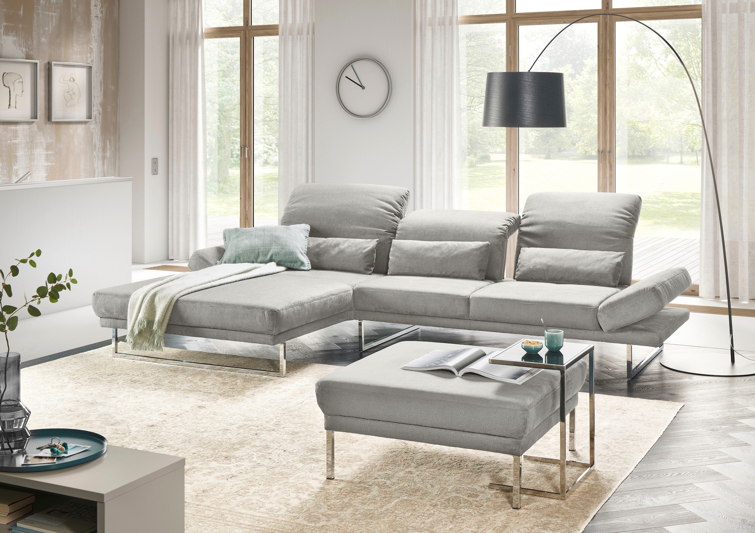 Image of 3C Candy Ecksofa "Mallow Designsofa mit Komfortfunktionen, modern und bequem, L-Form" Verstellbare Armlehne und Kopfteil, manuelle Sitztiefenverstellung