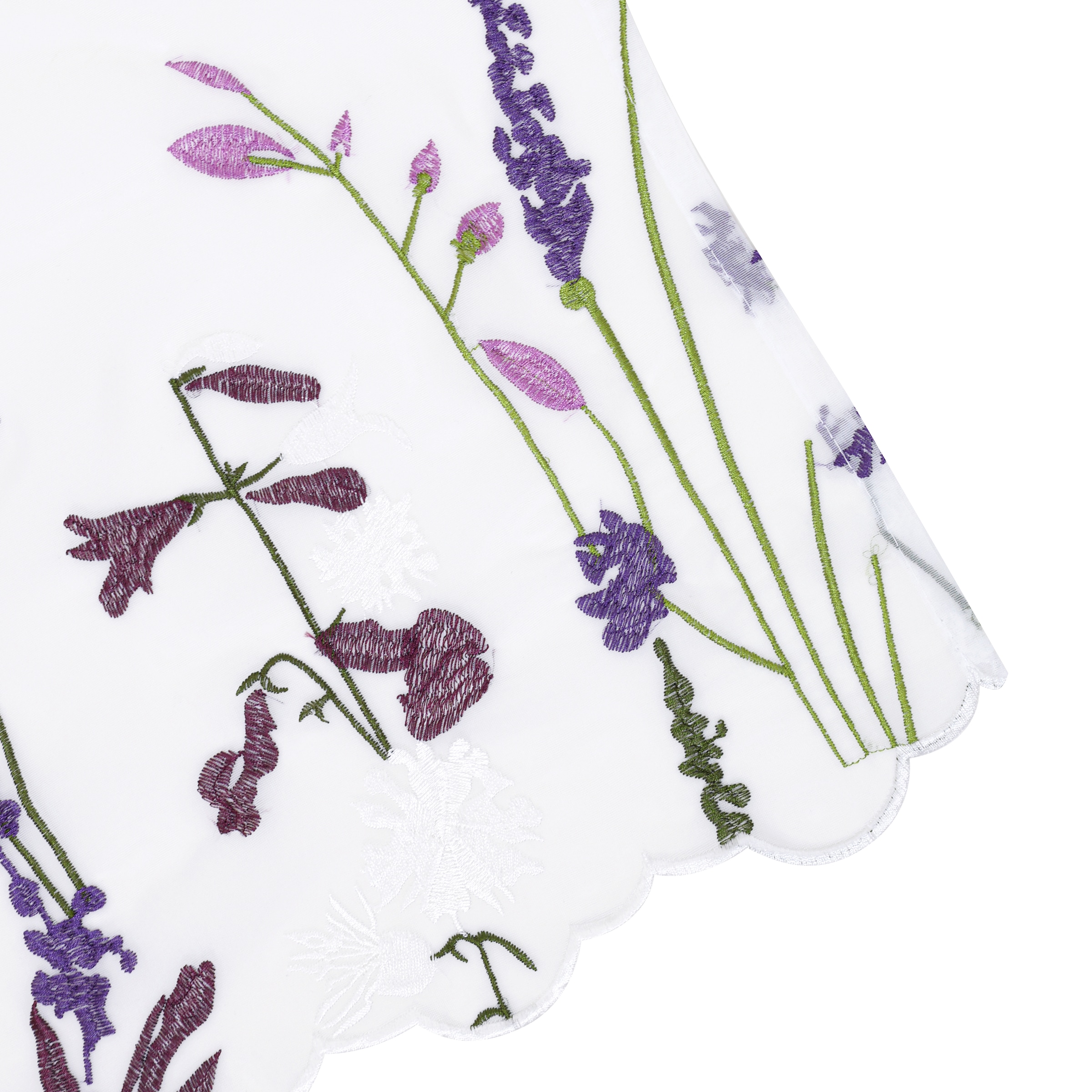 GOODproduct Rideau à vitres »Bille« Orifices de passage 1 cuis tlg. transparent, avec broderie unilatérale, lavable, fleurs
