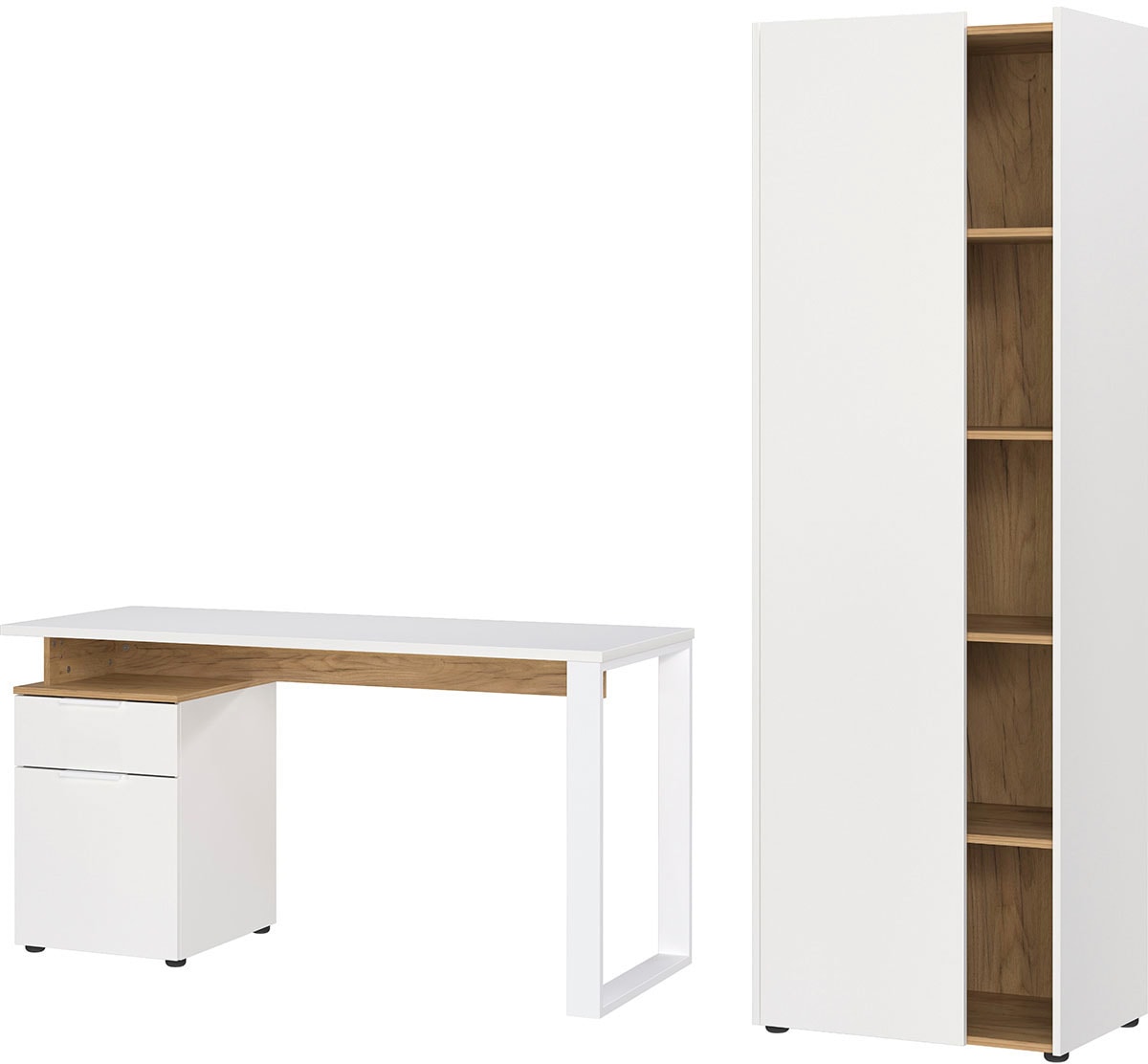Büromöbel-Set »Njavve bestehend aus Schreibtisch«, (2 tlg.), mit Container & hohem...