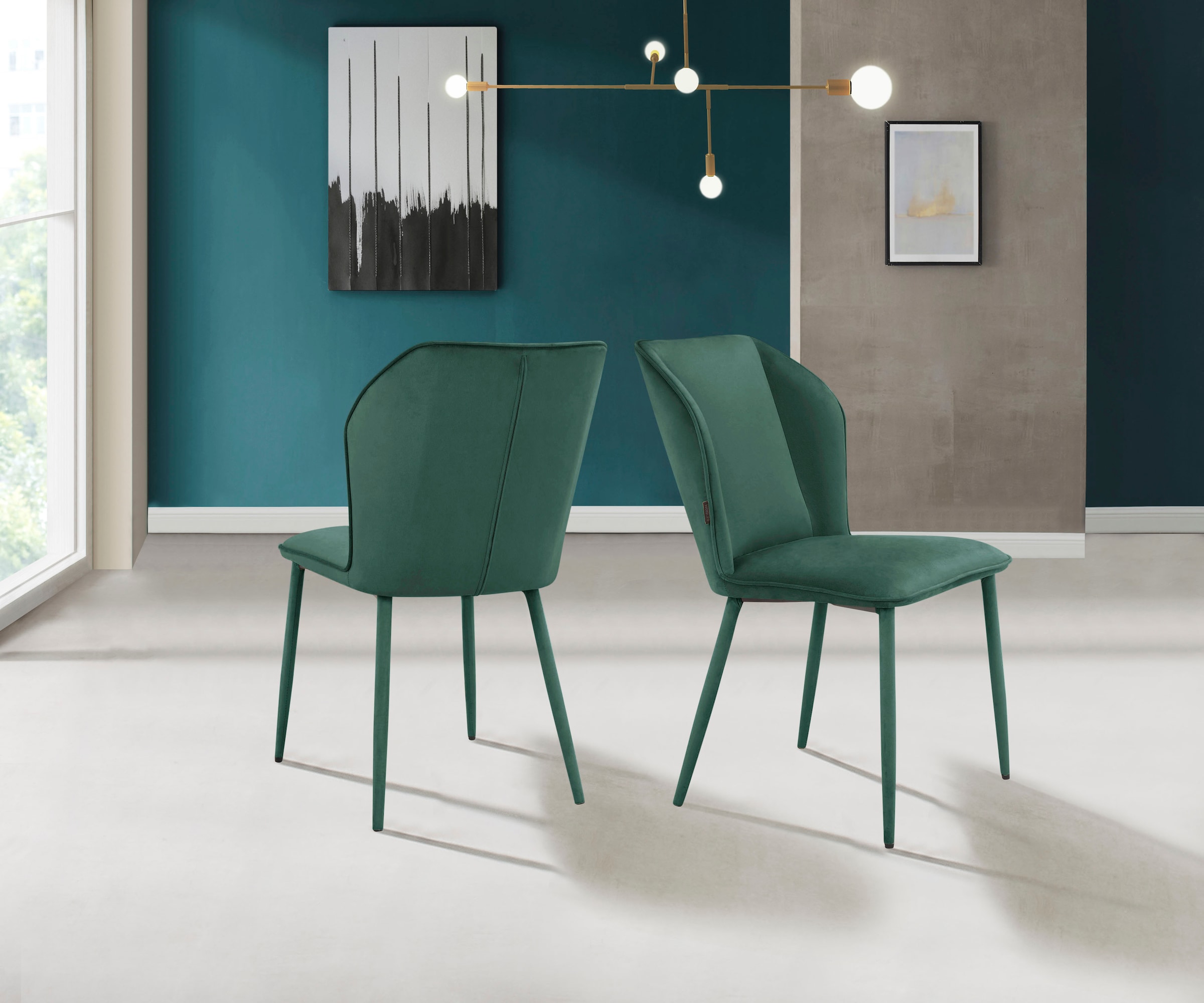 INOSIGN Esszimmerstuhl »Koa«, 2 St., Veloursstoff, in Velourstoff, mit Sitz und Rücken gepolstert, Sitzhöhe 49 cm