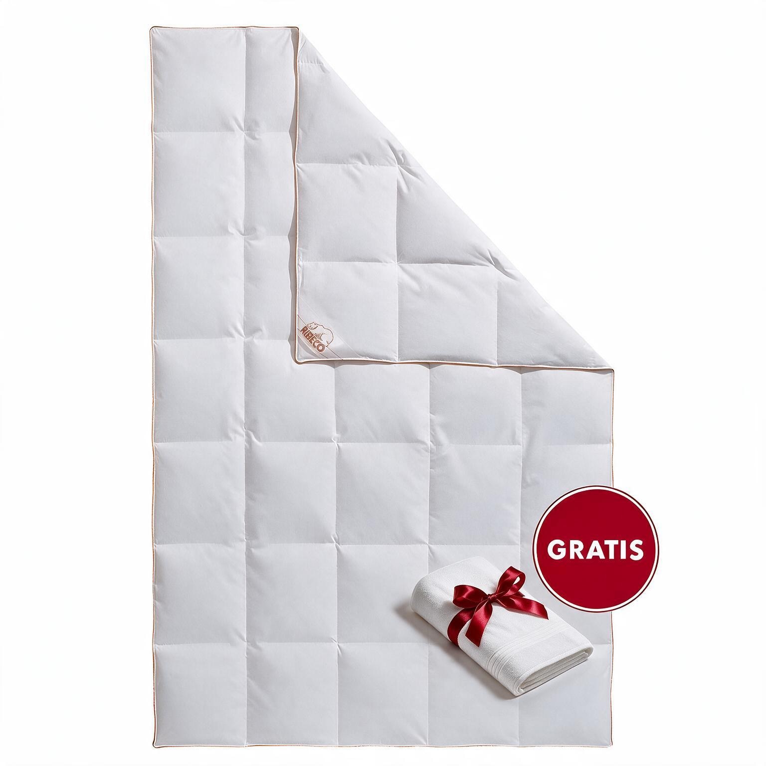 RIBECO Couette en duvet »Ella, Bettdecke GRATIS dazu 1x Handtuch« léger Füllung 90 % duvet & 10 % plumes 1 cuis tlg. couette en duvet fabriquée en Allemagne
