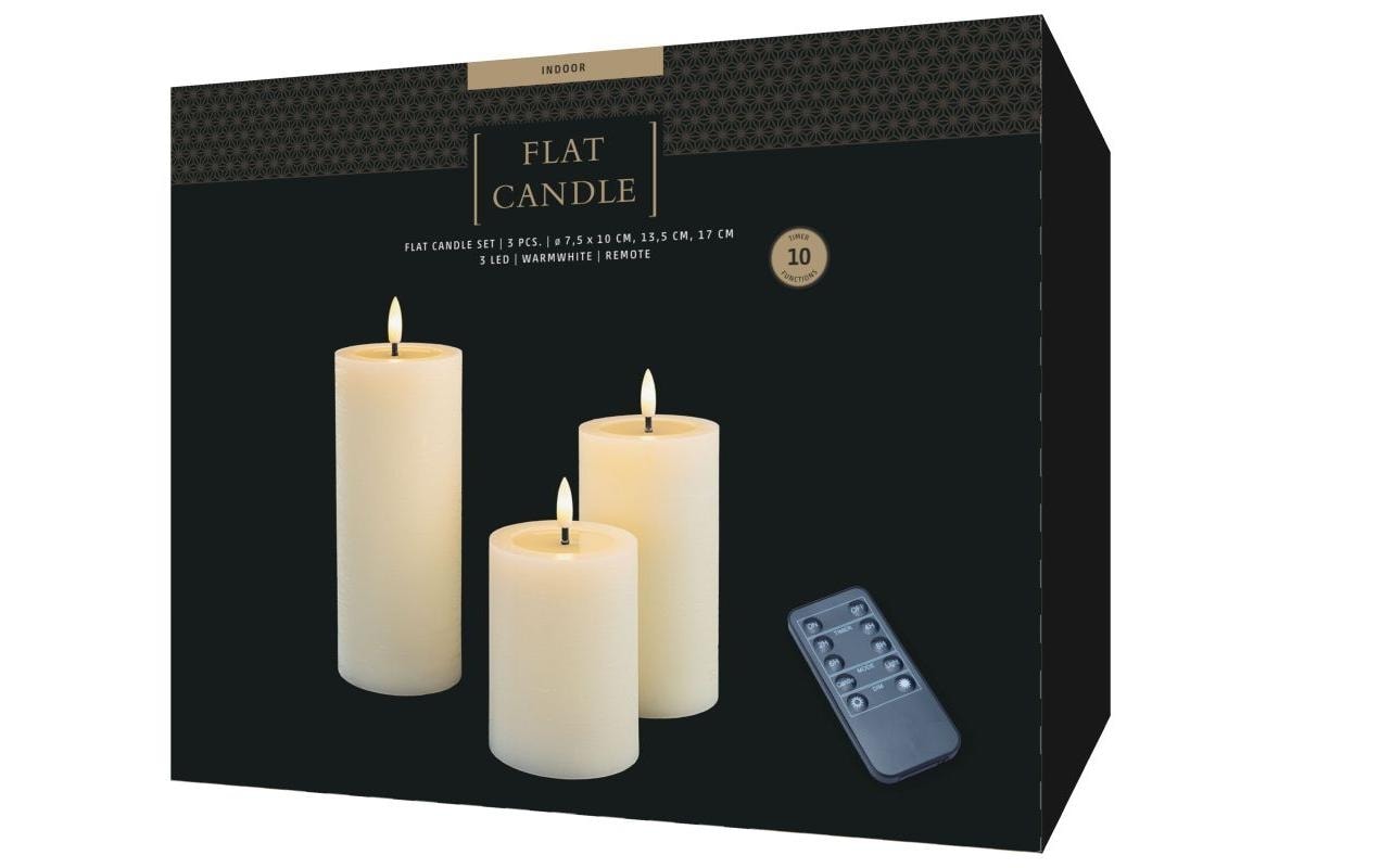 STT LED-Kerze »Flat Candle Set, Wachs, creme«