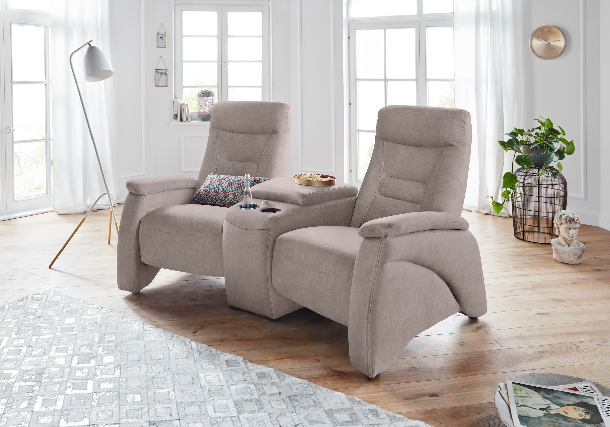 exxpo - sofa fashion 2,5-Sitzer »Ascoli, Kinosofa mit hohem Sitzkomfort, bequeme Armlehnen«, inkl. Relaxfunktion, mit Ablage und Staufach, hohe Rückenlehne