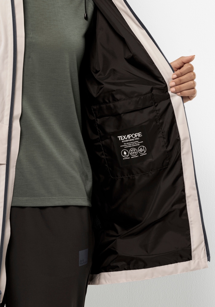 Jack Wolfskin Funktionsjacke »MAINKAI LONG JKT W«, mit Kapuze