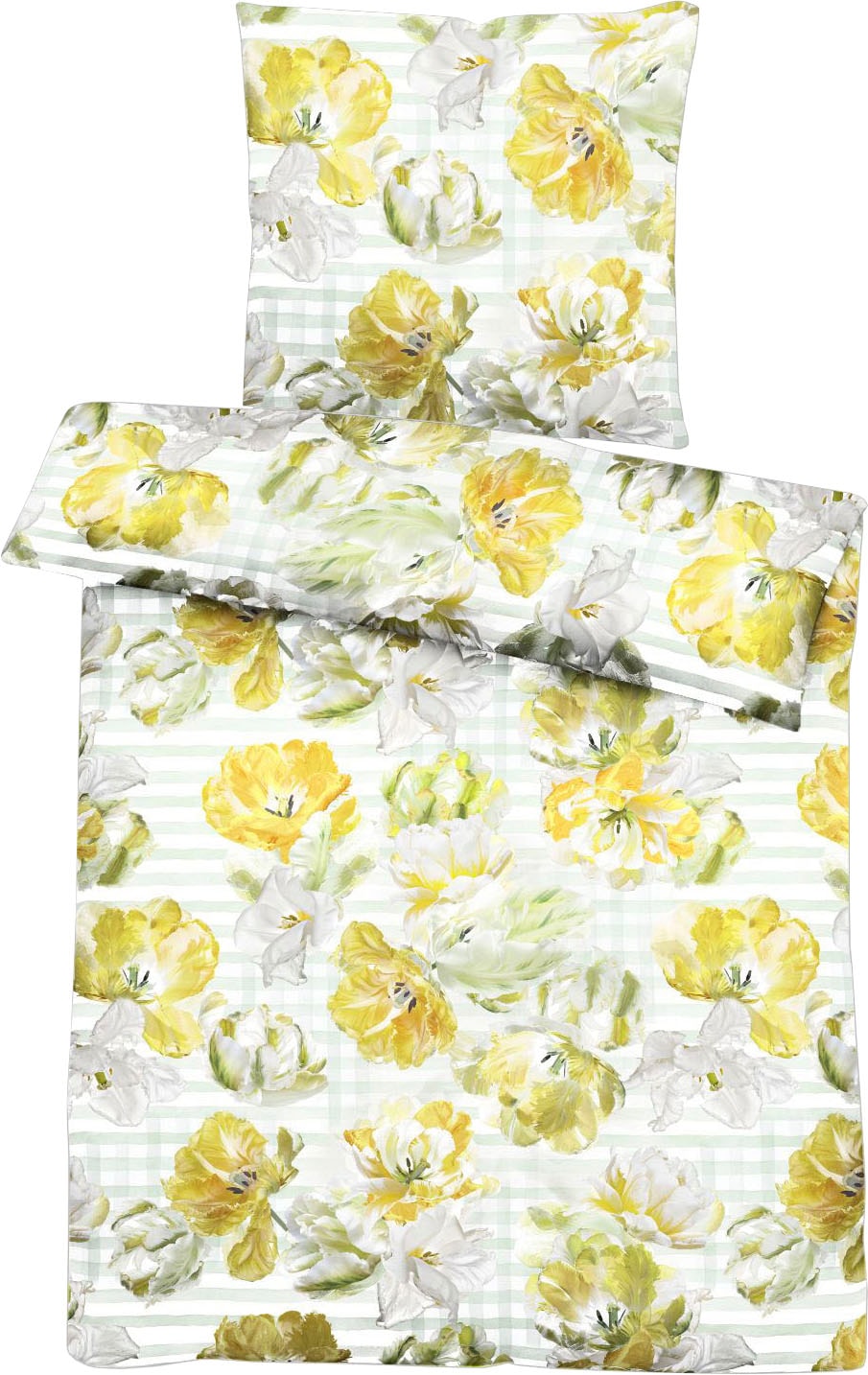 APELT Bettwäsche »Nelly« 2 Stk. elegante Papageientulpe und modernes Aquarellkaro