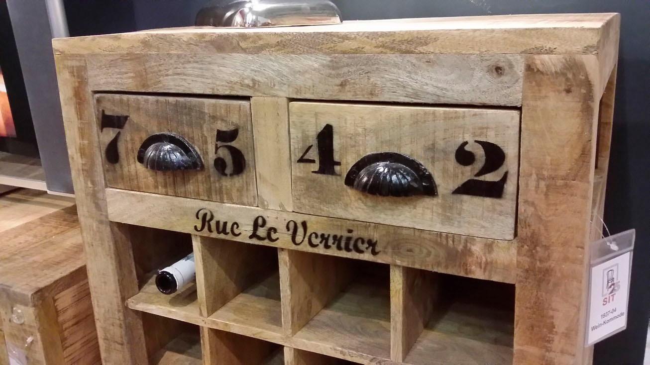 SIT Küchenwagen »RUSTIC Mangoholz mit Weinregal & 16 Flaschenfächern« Integriertes Flaschenregal für bis zu 16 Weinflaschen
