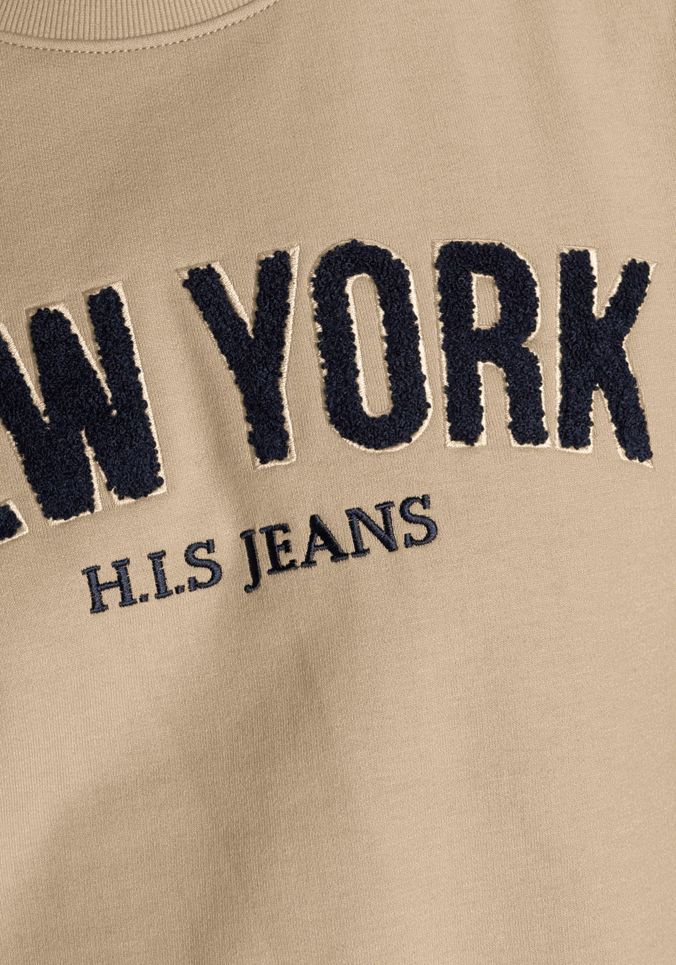 H.I.S Sweater , Langarm,  lockere Passform,  bestickte Optik,  Rundhalsausschnitt
