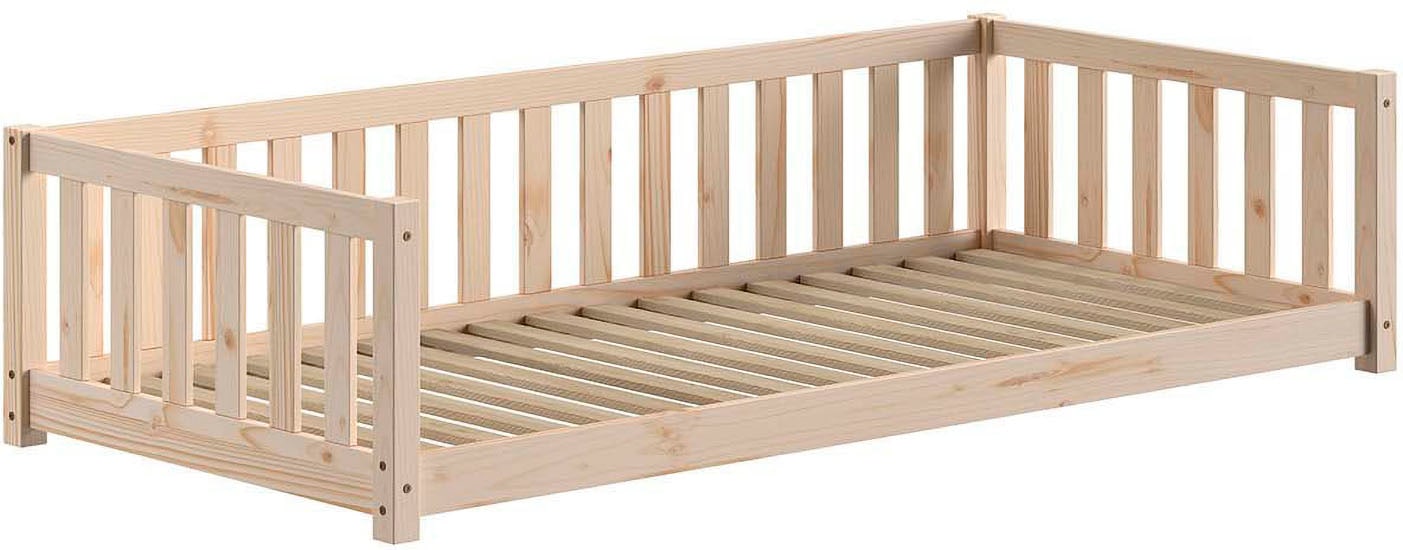 Vipack Kinderbett »Dallas, massiv Bett, Rausfallschutz, umbaubar vom Boden- zum Daybett« inkl. Rolllattenrost und Sprossenumrandung, 90 oder 140x200 cm breit,  stabil und standfest gebaut, wahlweise Kiefer massiv natur oder weiss