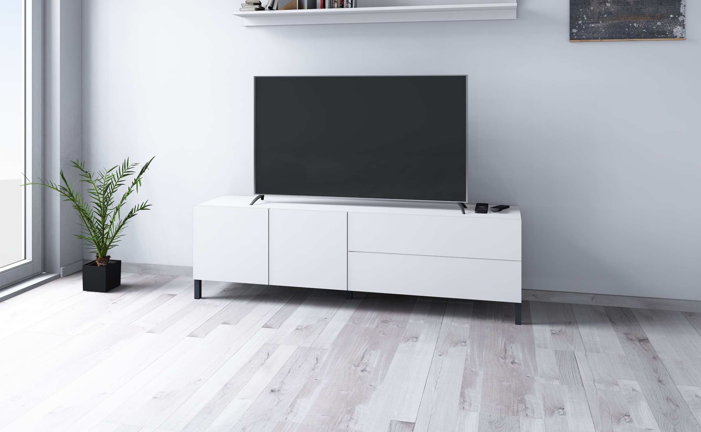 borchardt Möbel Lowboard Metallfüsse, grifflose Optik