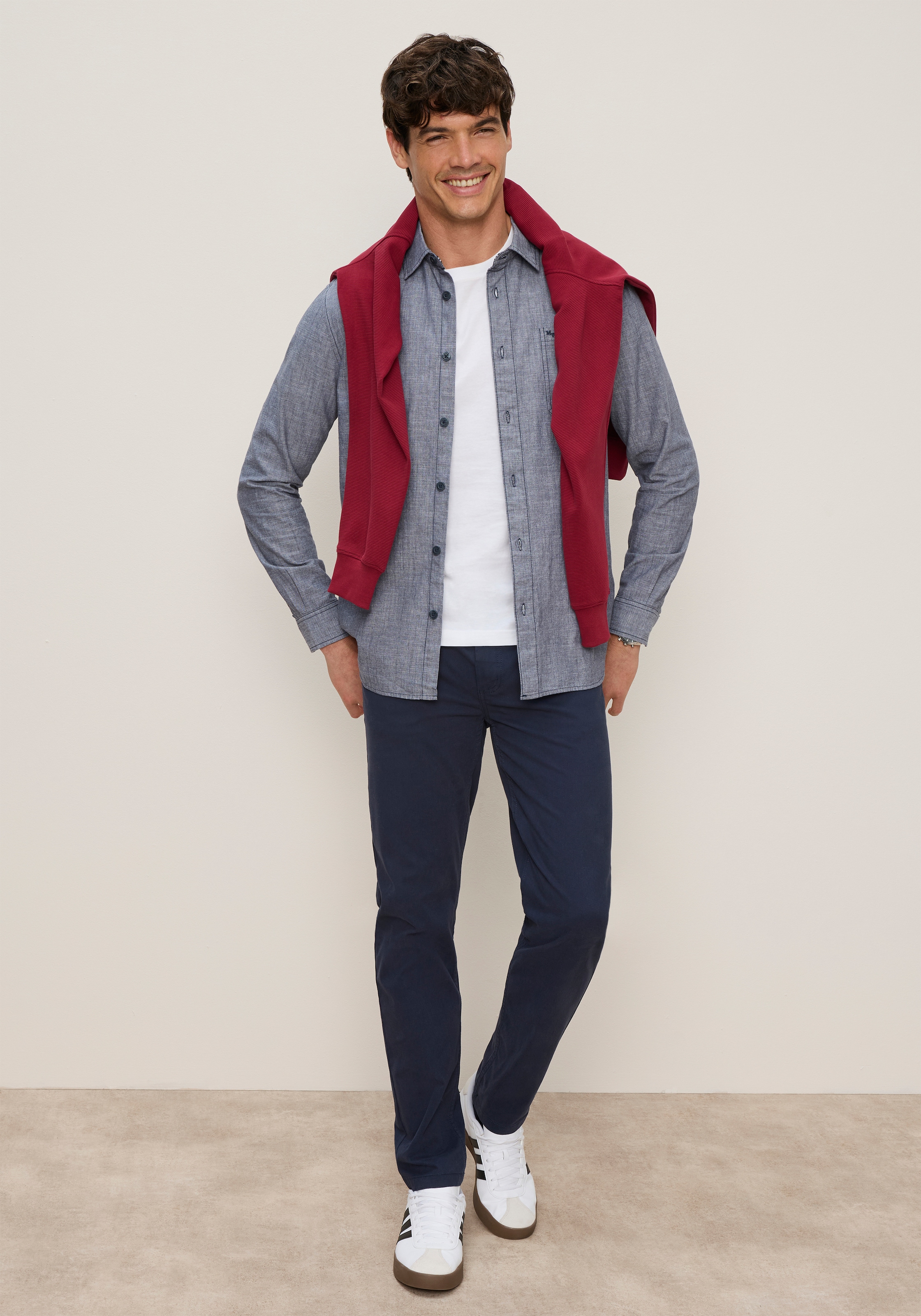 Image of Mans World Langarmhemd "in moderner Chambray-Qualität" Regular-Fit, Leicht, vielseitig