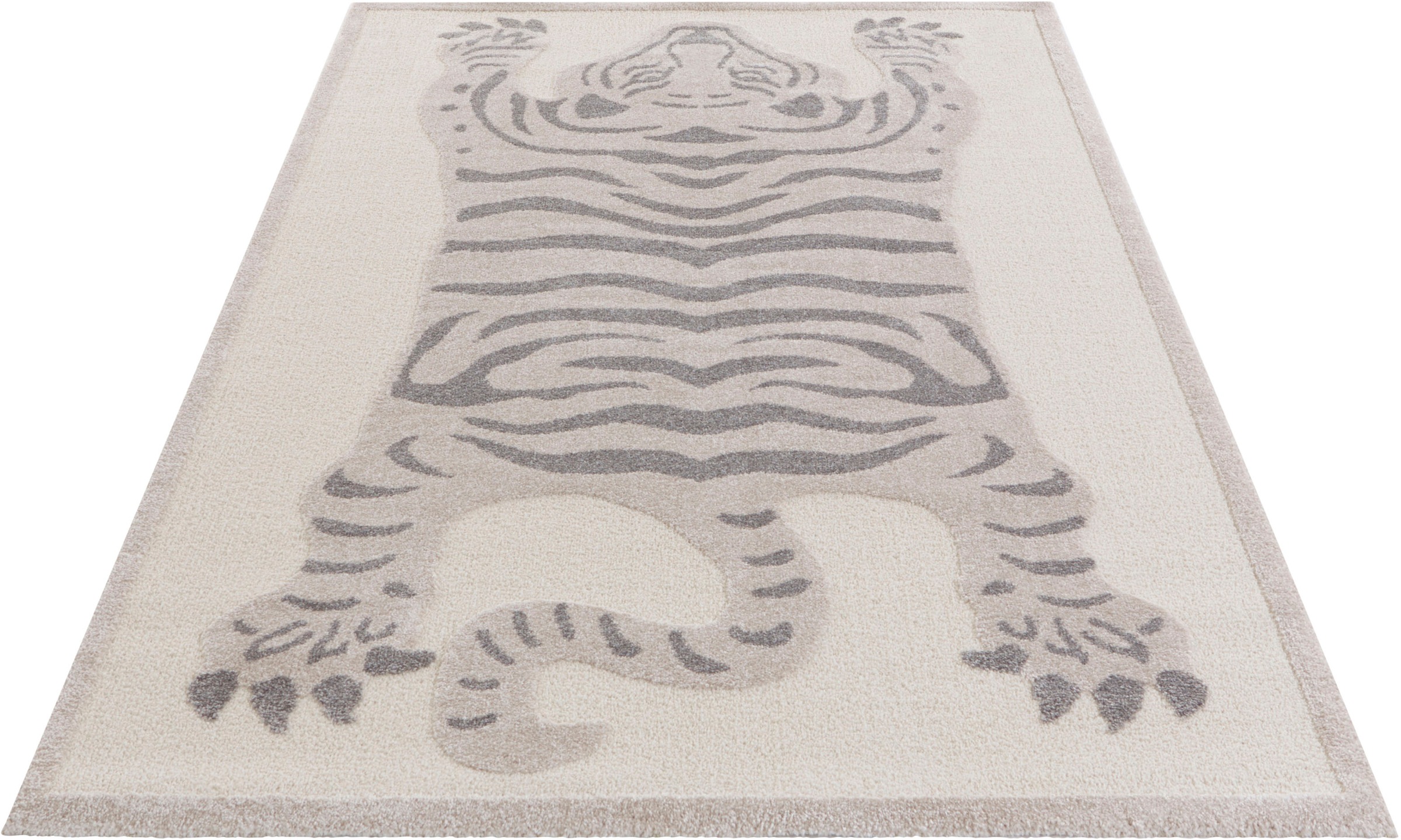 Image of ELLE DECORATION Designteppich »Samayi«, rechteckig, 14 mm Höhe, Weicher Kurzflor, Hoch-Tief Struktur, robust & pflegeleicht, Tier Design, Tiger Motiv, ideale Teppiche für Wohnzimmer, Schlafzimmer, Esszimmer & Flur bei Ackermann Versand Schweiz