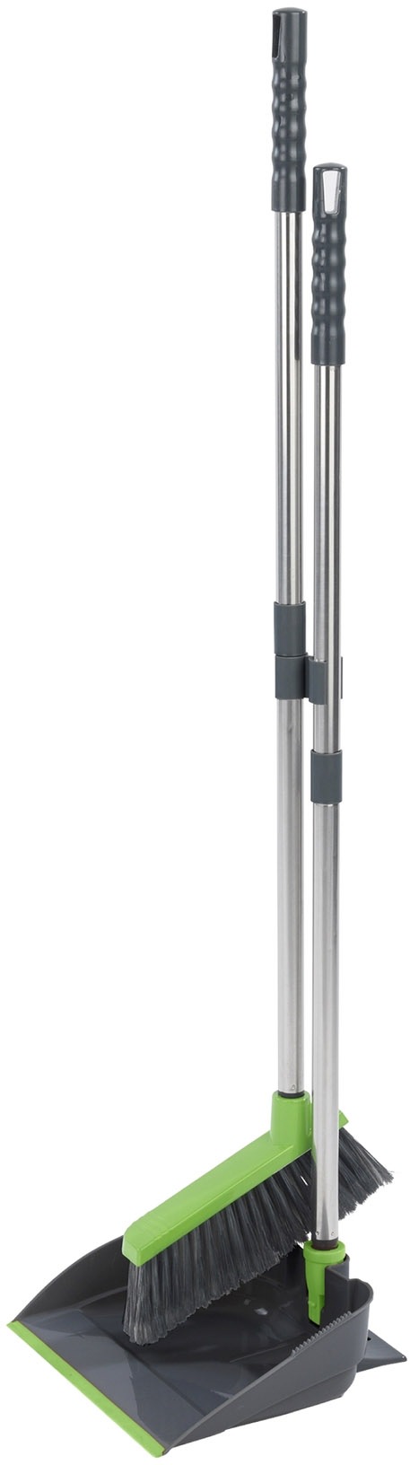 Image of Maximex Kehrgarnitur Komplett-Set 2 Stk. aus Edelstahl klappbares Handfeger Set mit langem Teleskop-Stiel, rückenschonend