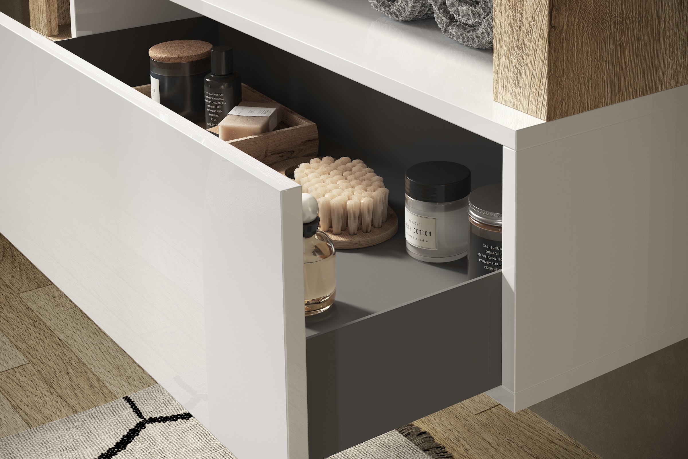 welltime Table de lavage »Hamburg« 1 Schubkasten, Breite 79 cm, Soft-Close, inkl. Keramik-Aufsatzbecken