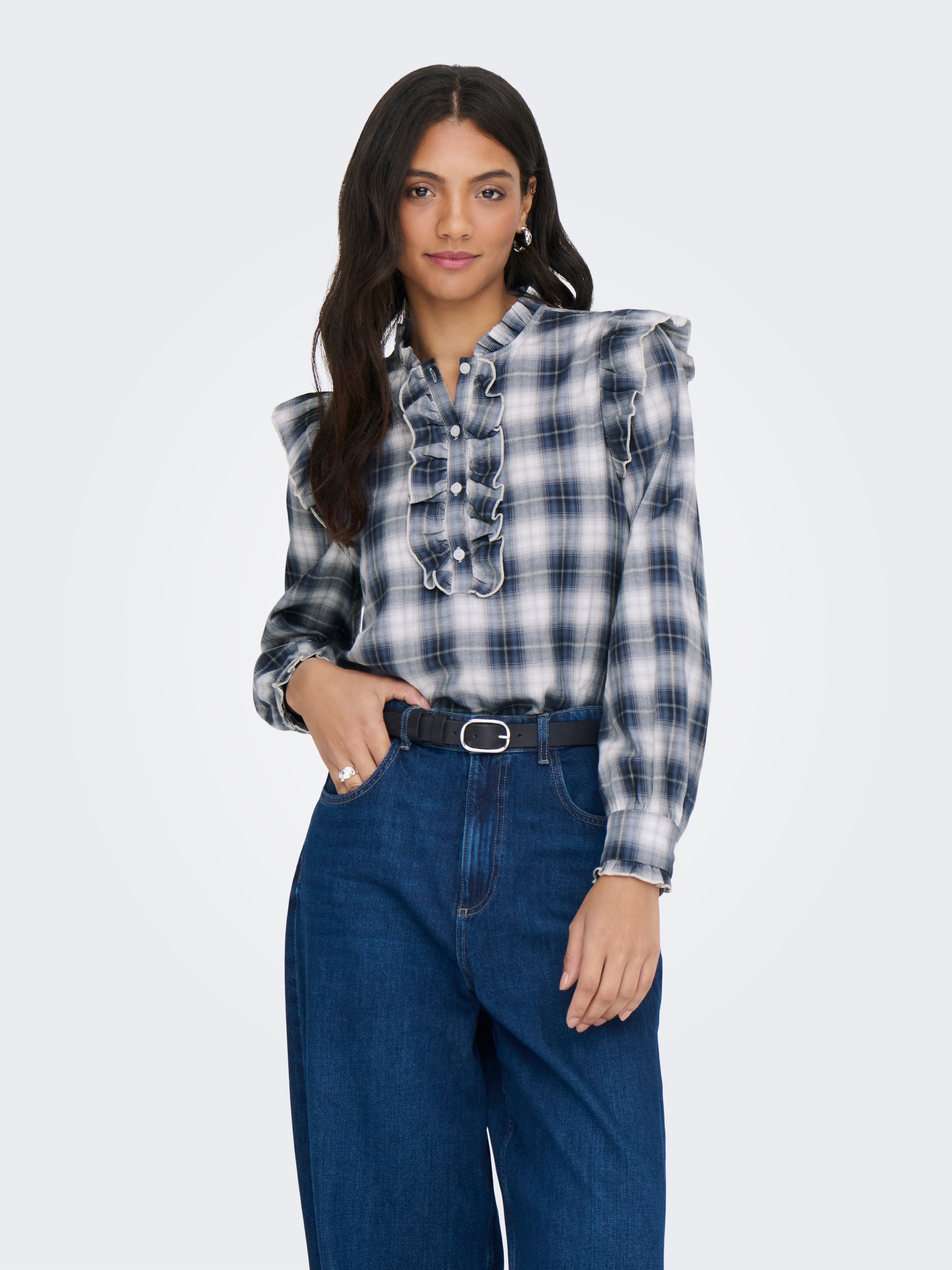 Image of ONLY Langarmbluse "ONLFIGA L/S FLOUNCE TOP WVN"