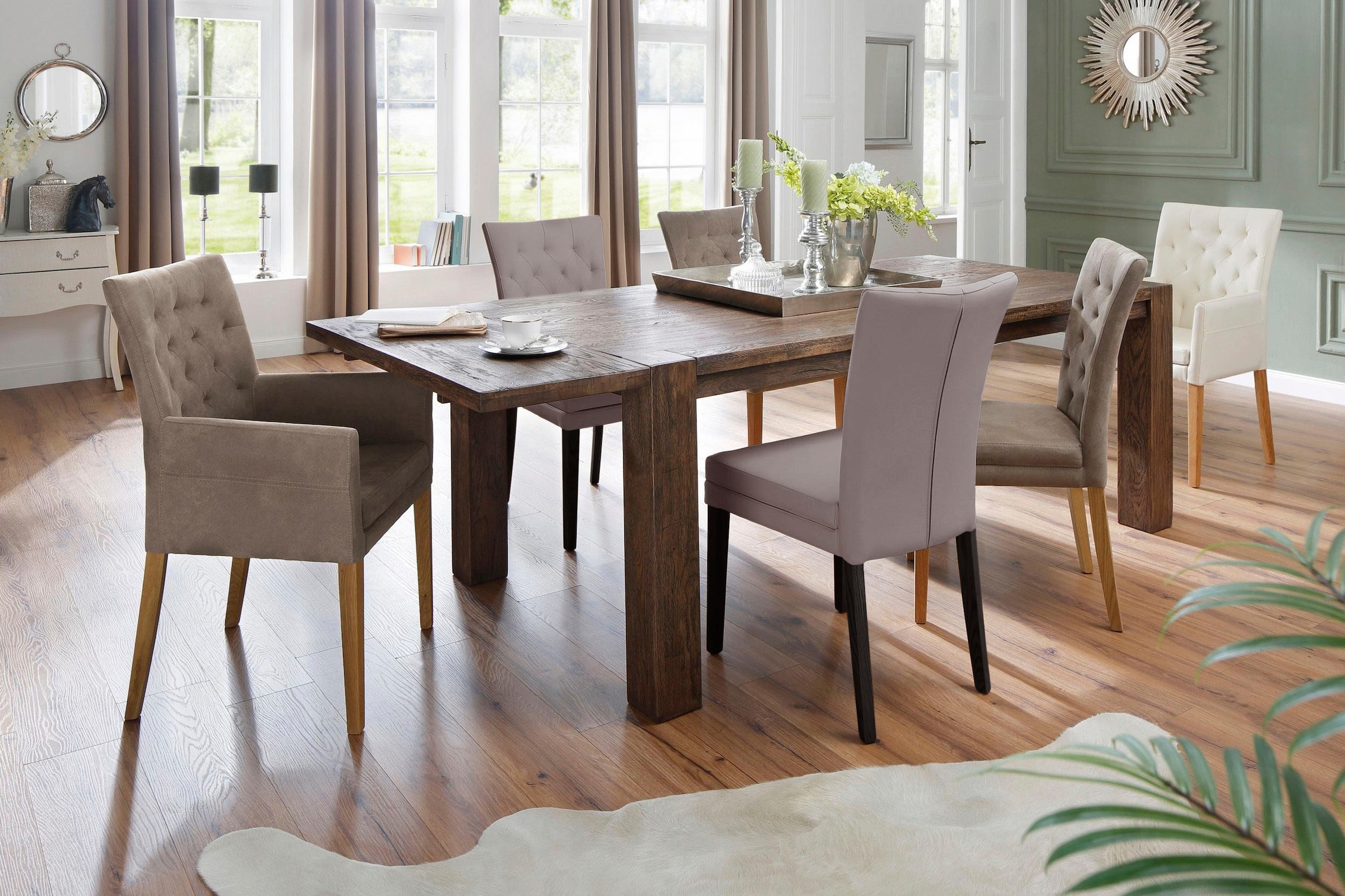 Home affaire Chaise à 4 pieds »Colorado« (Set) 2 cuisBeine aus Buche, wengefarben lackiert, Im 2er, 4er oder 6er-Set