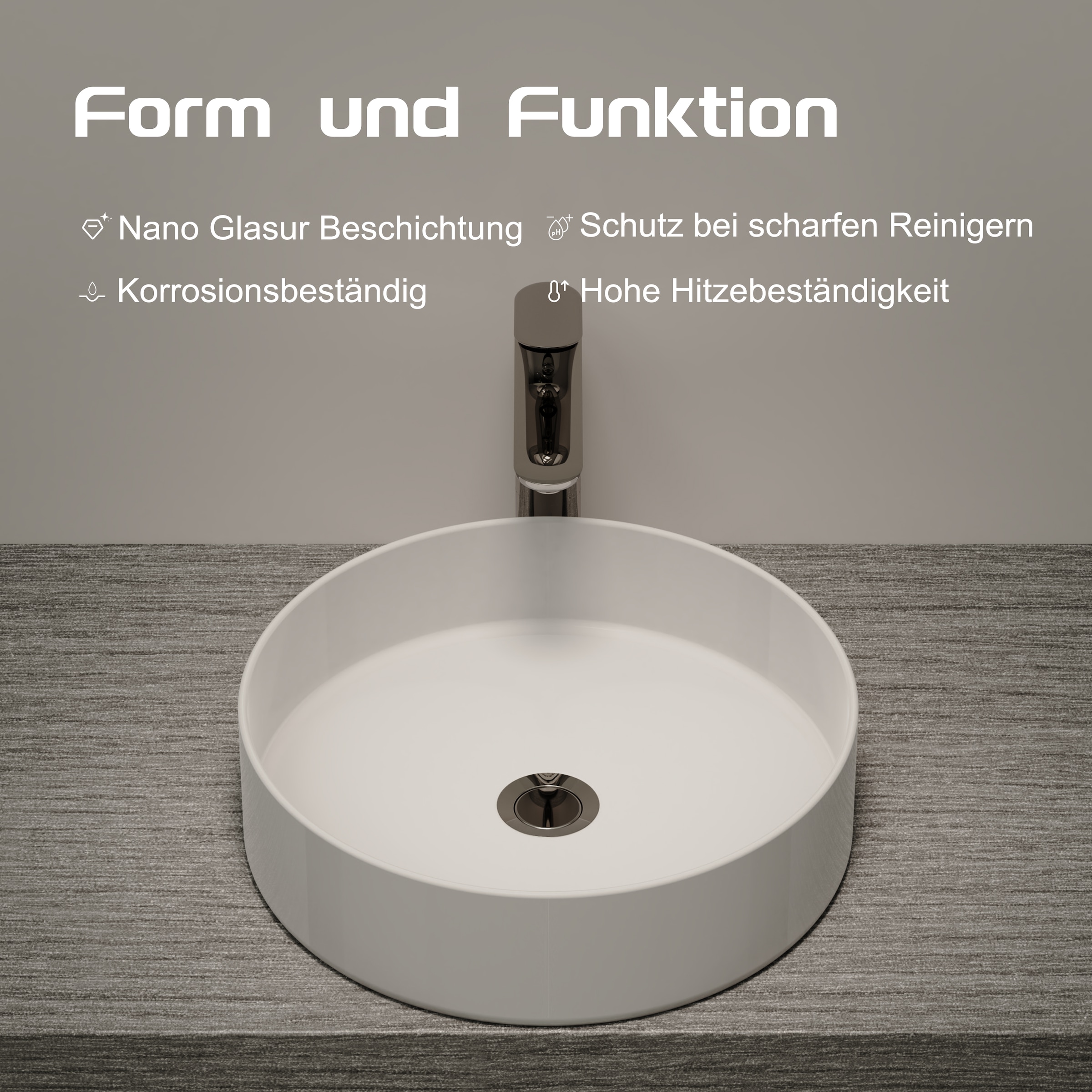 welltime Aufsatzwaschbecken »RONDO« NANO Glasur
