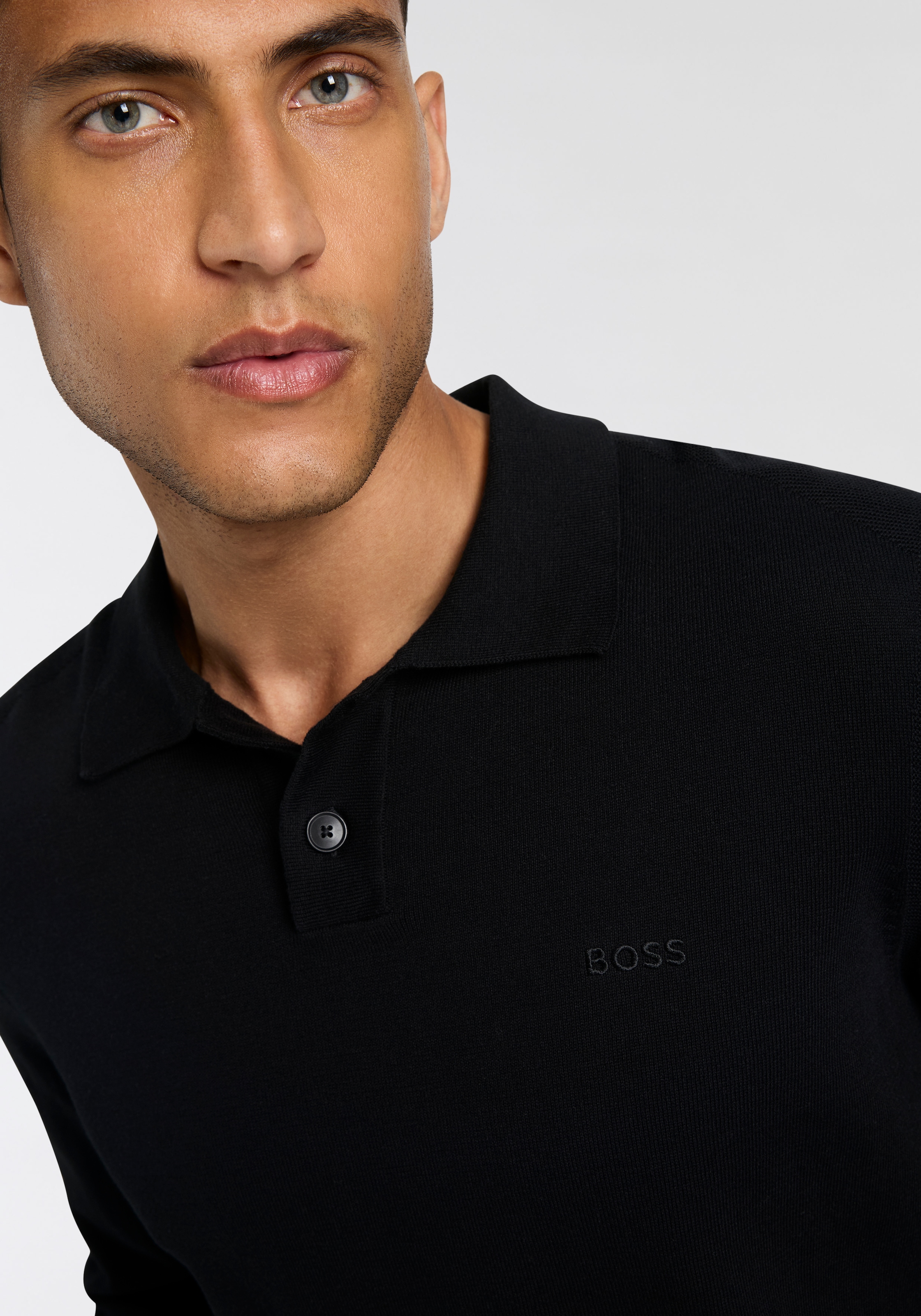 BOSS ORANGE Pull à col polo »Asac« mit Logo-Stickerei