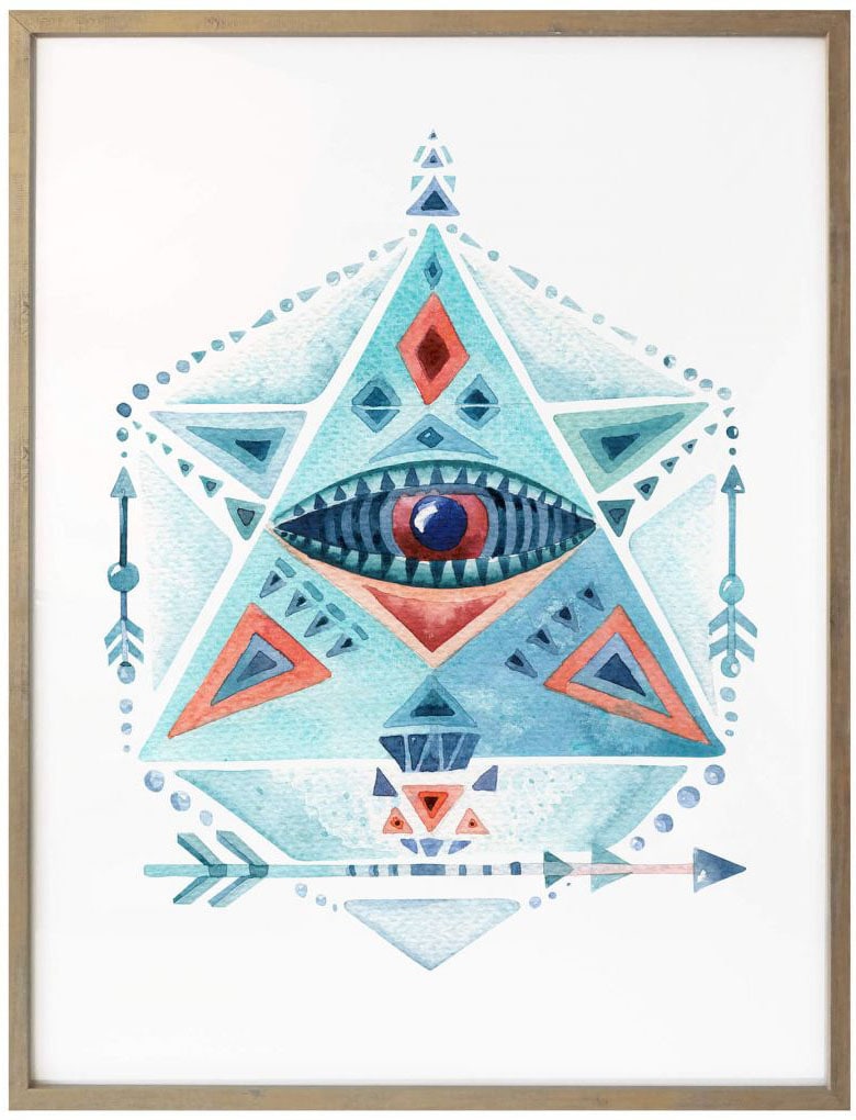 Wall-Art Poster Wandposter Poster, St.), Prisma günstig kaufen (1 Wandbild, »Boho Grafik, Dreieck«, Blaues Bild, Deko