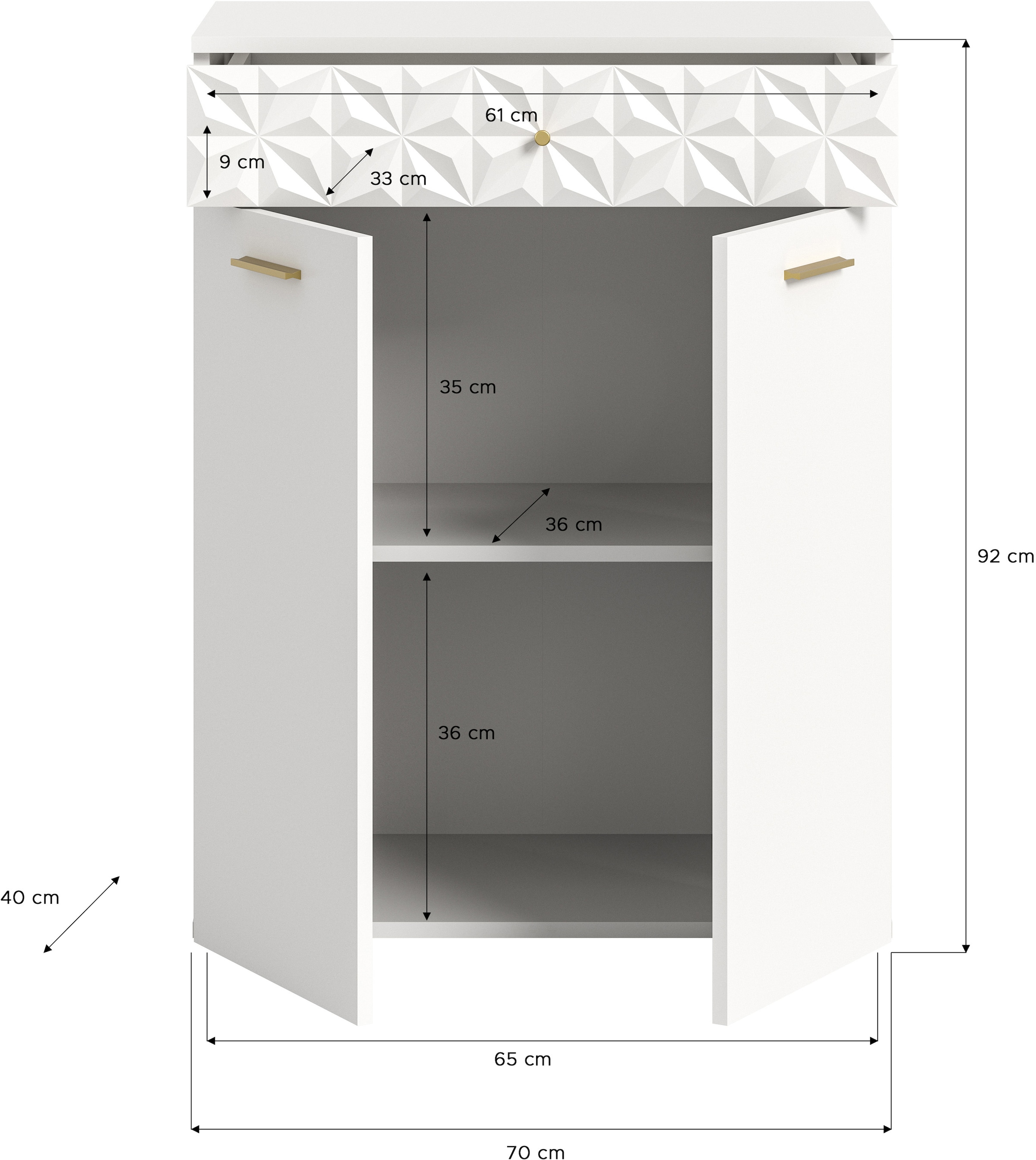 INOSIGN Kommode »Schuhkommode, 1 Schubkasten, 2 Türen, 1Einlegeboden, Ornamentabsetzung«, Flur, Diele, Flurschrank, Schrank, Mehrzweckschrank, 2-türige Kommode