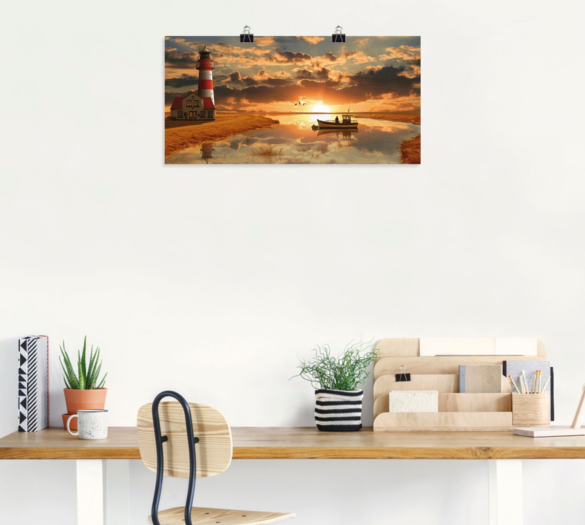 Artland Wandbild »Maritime Idylle beim Leuchtturm«, Gebäude, (1 St.), als Leinwandbild, Poster, Wandaufkleber in verschied. Grössen