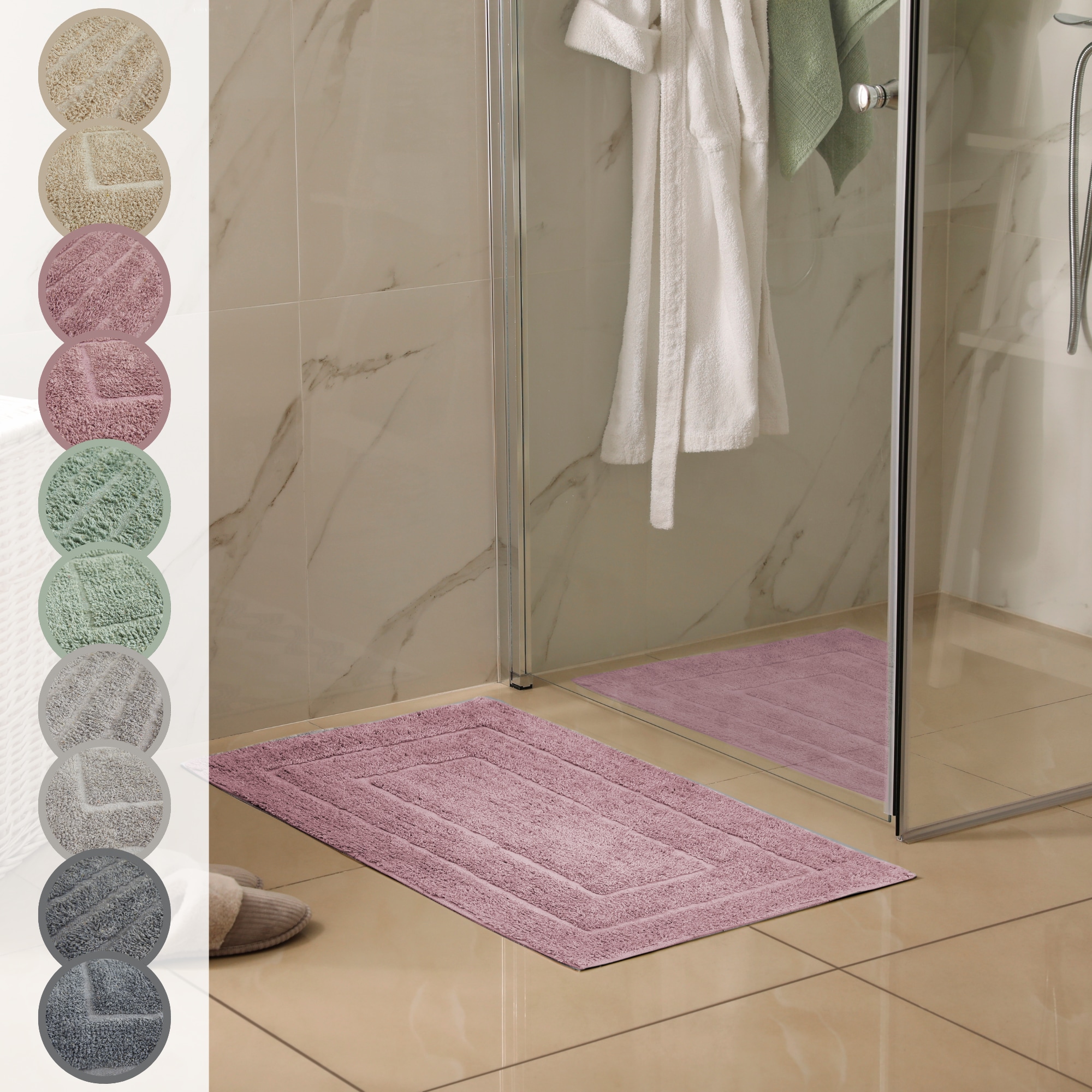 Image of Andiamo Badematte "Havanna, 50x80 cm, Badvorleger, Badezimmer Teppich" Höhe 7,5 mm fussbodenheizungsgeeignet schnell trocknend Badteppich, Uni Farben, Hoch-Tief Effekt, verschiedene Designs