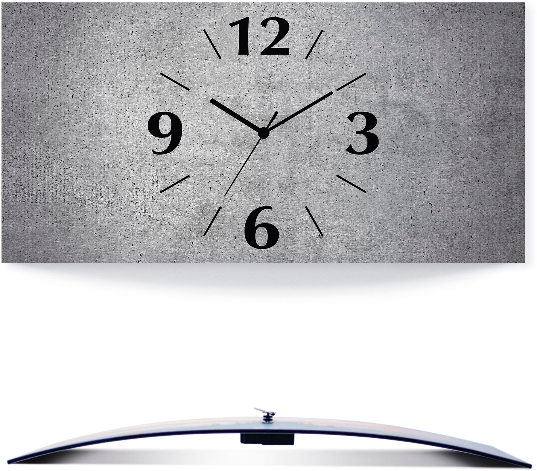 Image of Artland Wanduhr »Grauer Beton«, 3D Optik gebogen, lautlos, ohne Tickgeräusche, nicht tickend, geräuschlos - wählbar: Funkuhr o. Quarzuhr, moderne Uhr für Wohnzimmer, Küche etc. - Stil: modern bei Ackermann Versand Schweiz