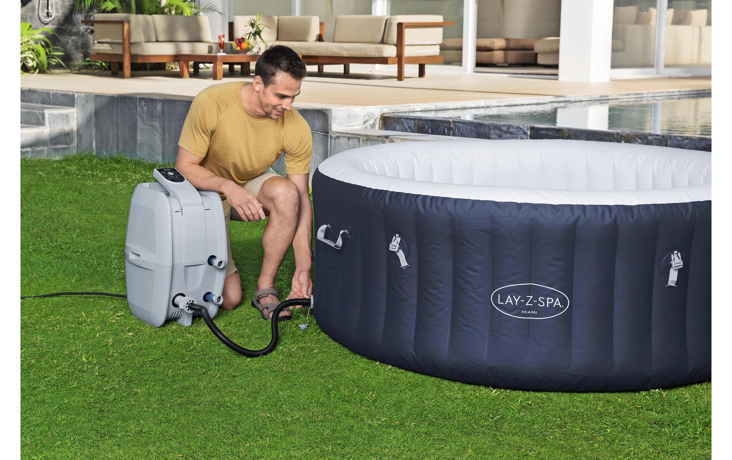 Bestway Jacuzzi »Miami AirJet Ø 180« Aufblasbarer, energieeffizienter Whirlpool für vier Personen