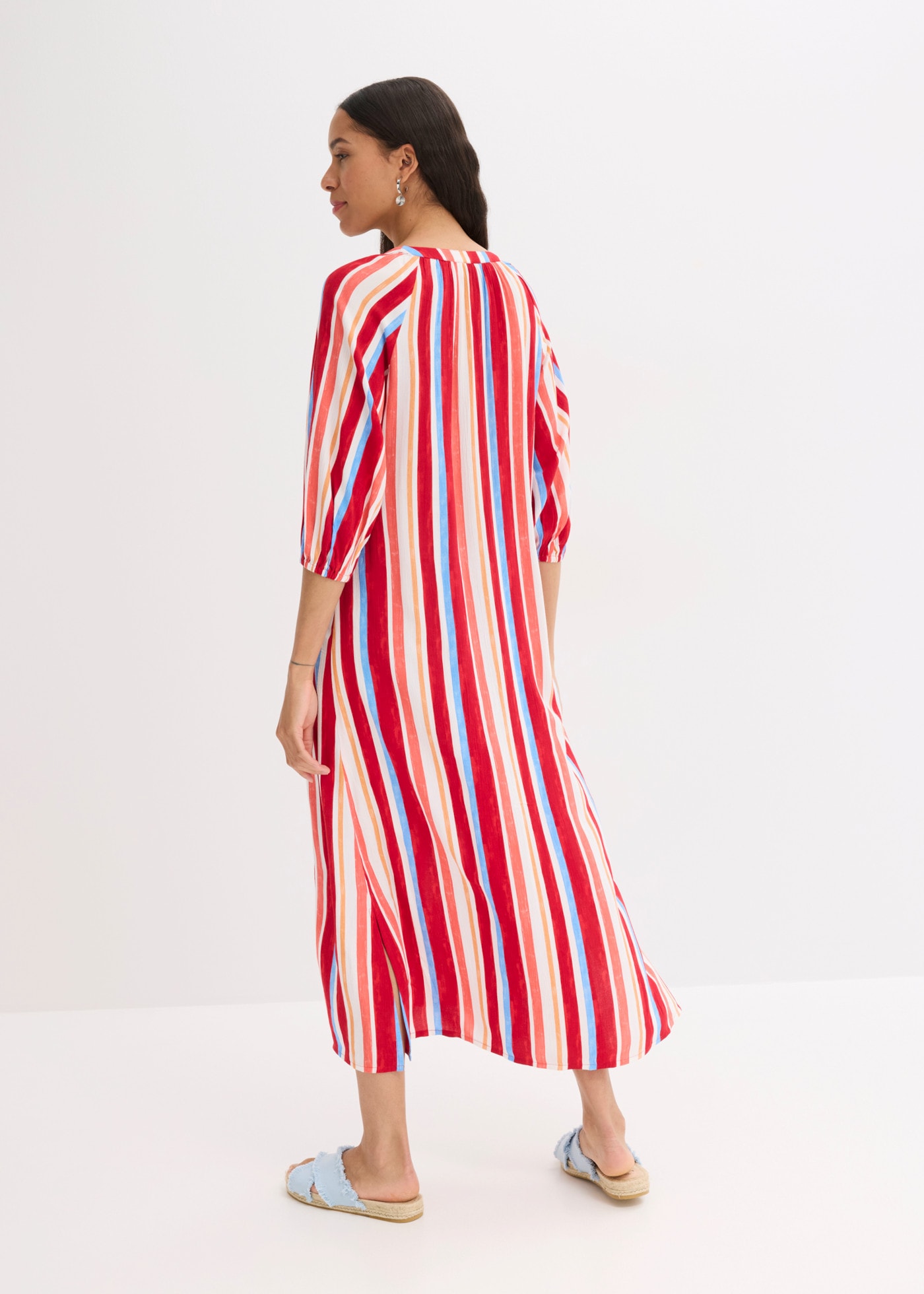 bonprix Tunikakleid aus Viskose, mit Knopfleiste, Loose Fit, gestreift
