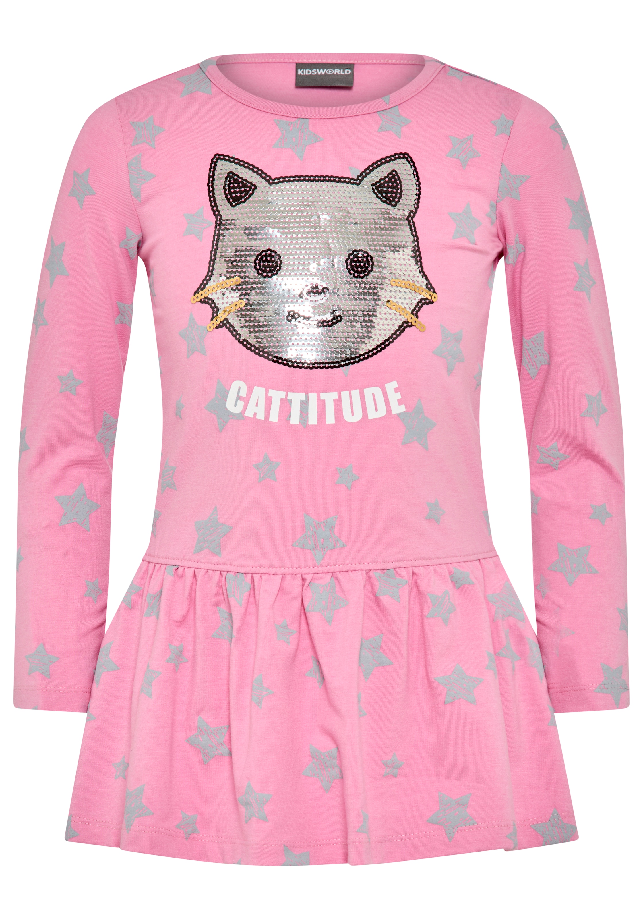 KIDSWORLD Jerseykleid »Kleid mit Pailletten«, Shirtkleid mit süsser Paillettenapplikation