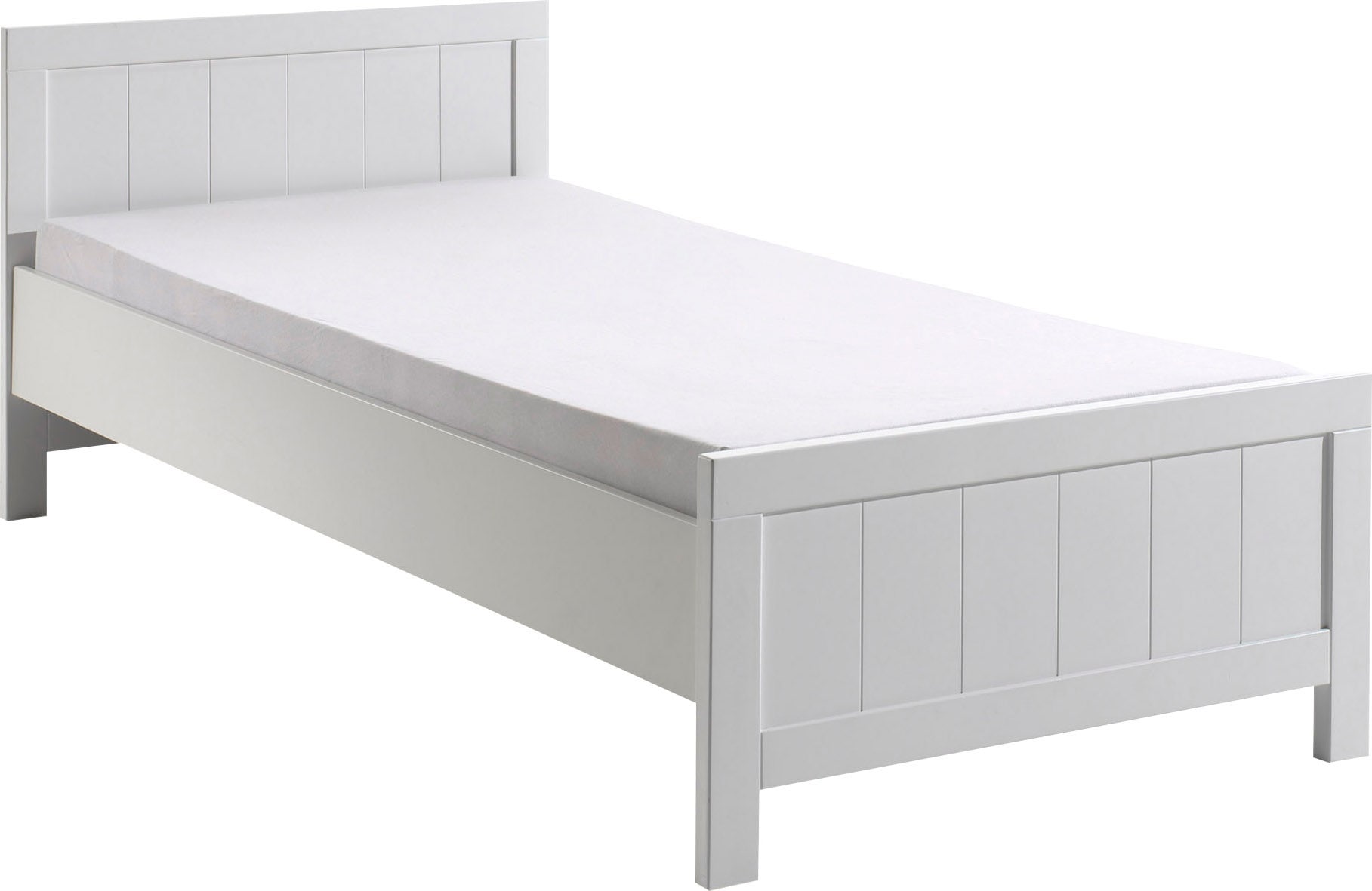 Image of Vipack Einzelbett Made in Europe, Einzelbett in Landaus Optik mit Liegefläche 90 x 200 cm, Weiss lackiert