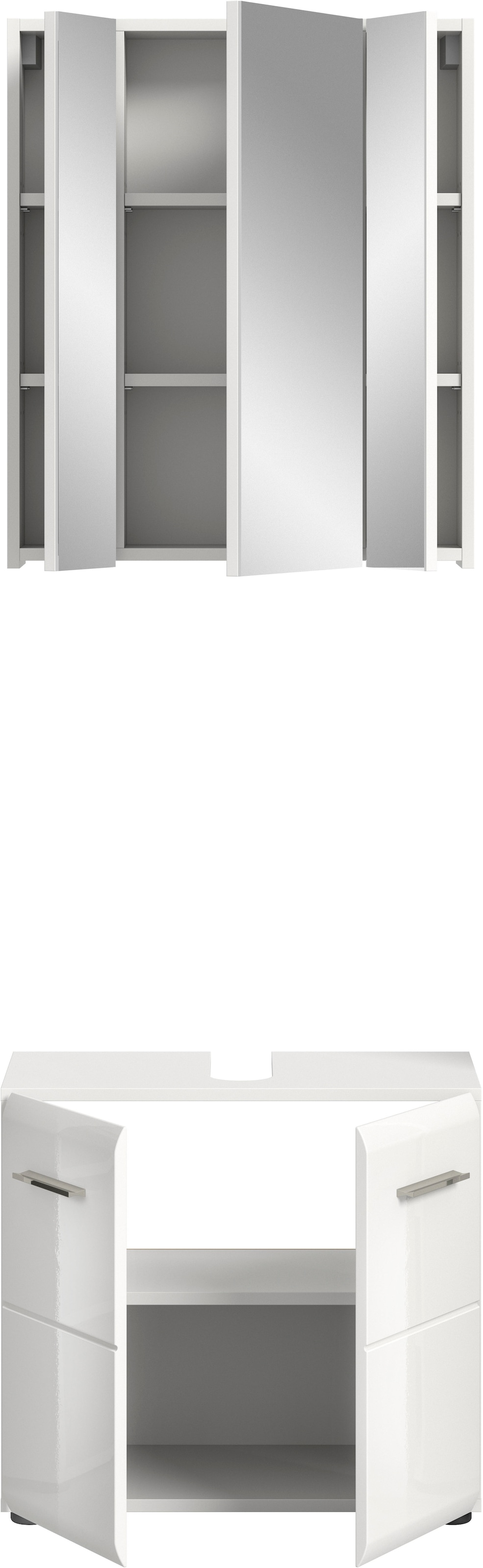 INOSIGN Badmöbel-Set »FLORENZ, TOPSELLER!, 2-teilige Badkombination, hochwertige MDF-Front« Set, bestehend aus: 1 Waschbeckenunterschrank, 1 Spiegelschrank, 