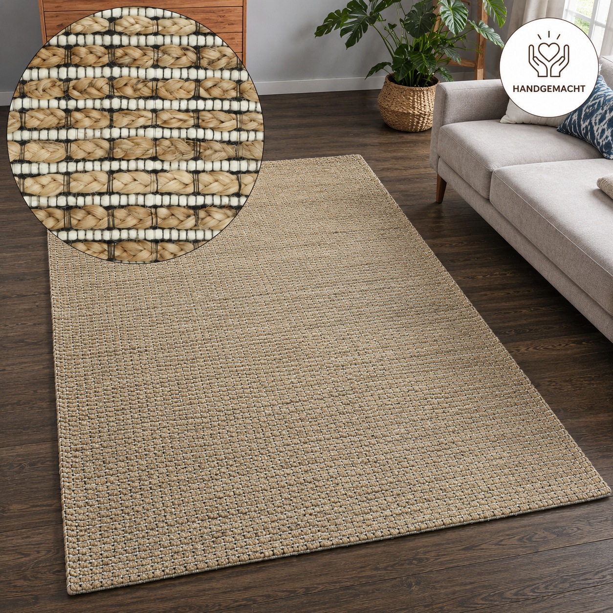 Image of GOODproduct Teppich "Jerron, Jute-Mix, Flechtoptik" rechteckig 15 mm Höhe Scandi-Stil, Strukturgewebe, Wohnzimmer, Schlafzimmer, Esszimmer