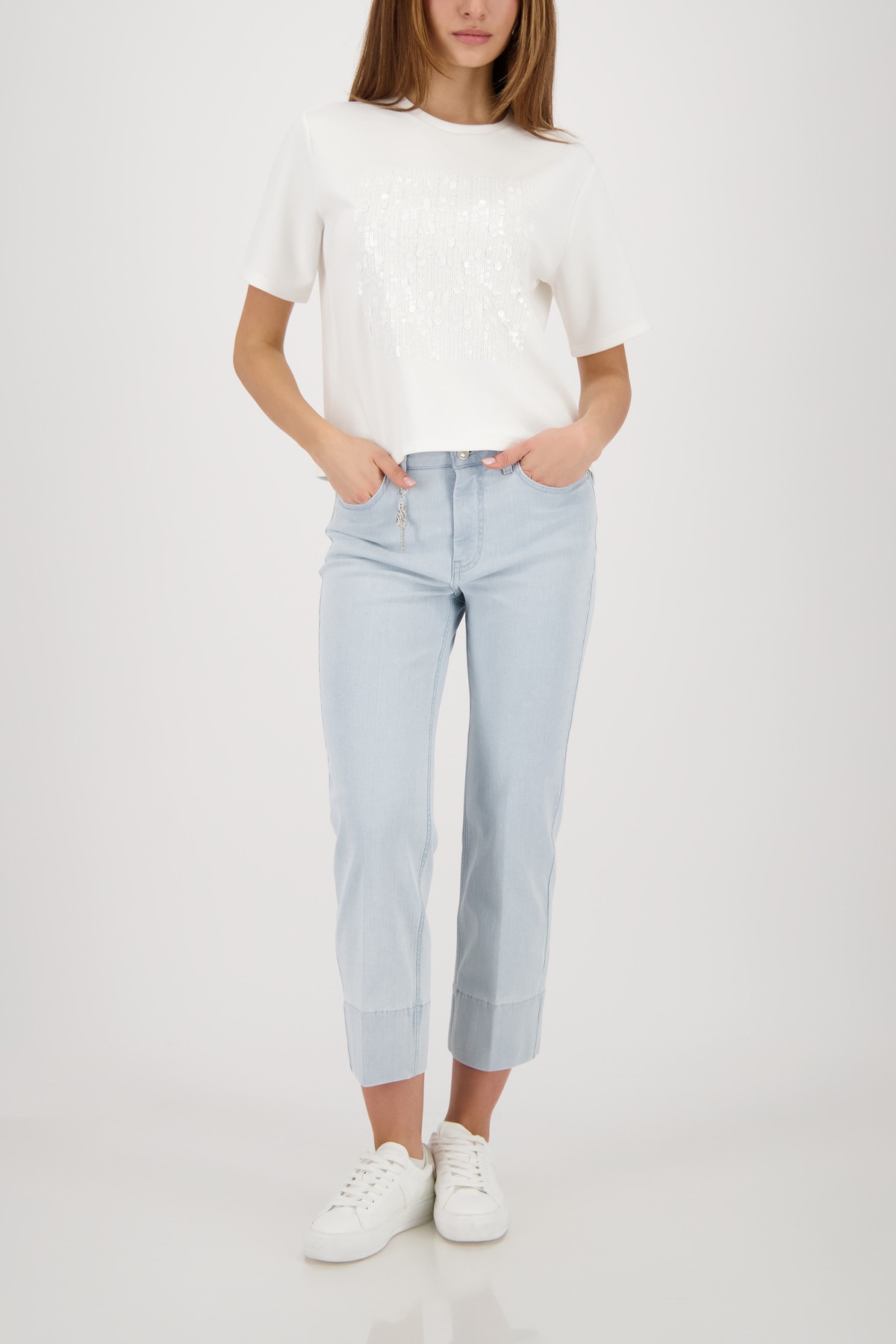 Monari T-shirt »Sweatshirt Paillettenschmuck« Regular fit mit Pailletten