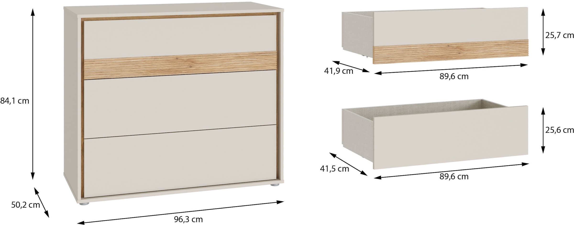 FORTE Schubkastenkommode B/H/T 96,3/84,1/50,2 cm