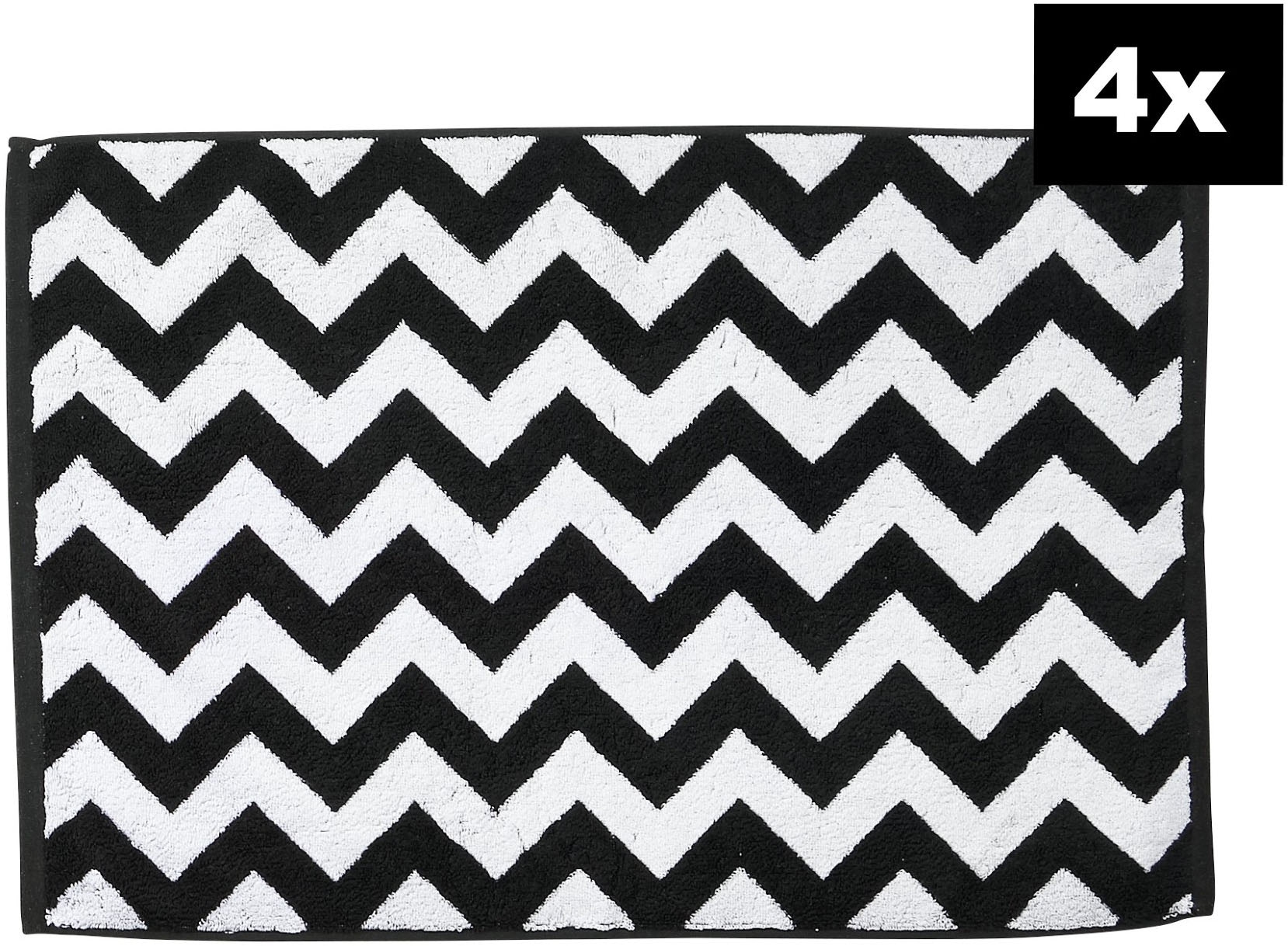 done.® Badematte »DAILY SHAPES ZickZack 4er-Set« Höhe 5 mm fussbodenheizungsgeeignet Badvorleger aus 100% Baumwolle, Jacquardgewebt