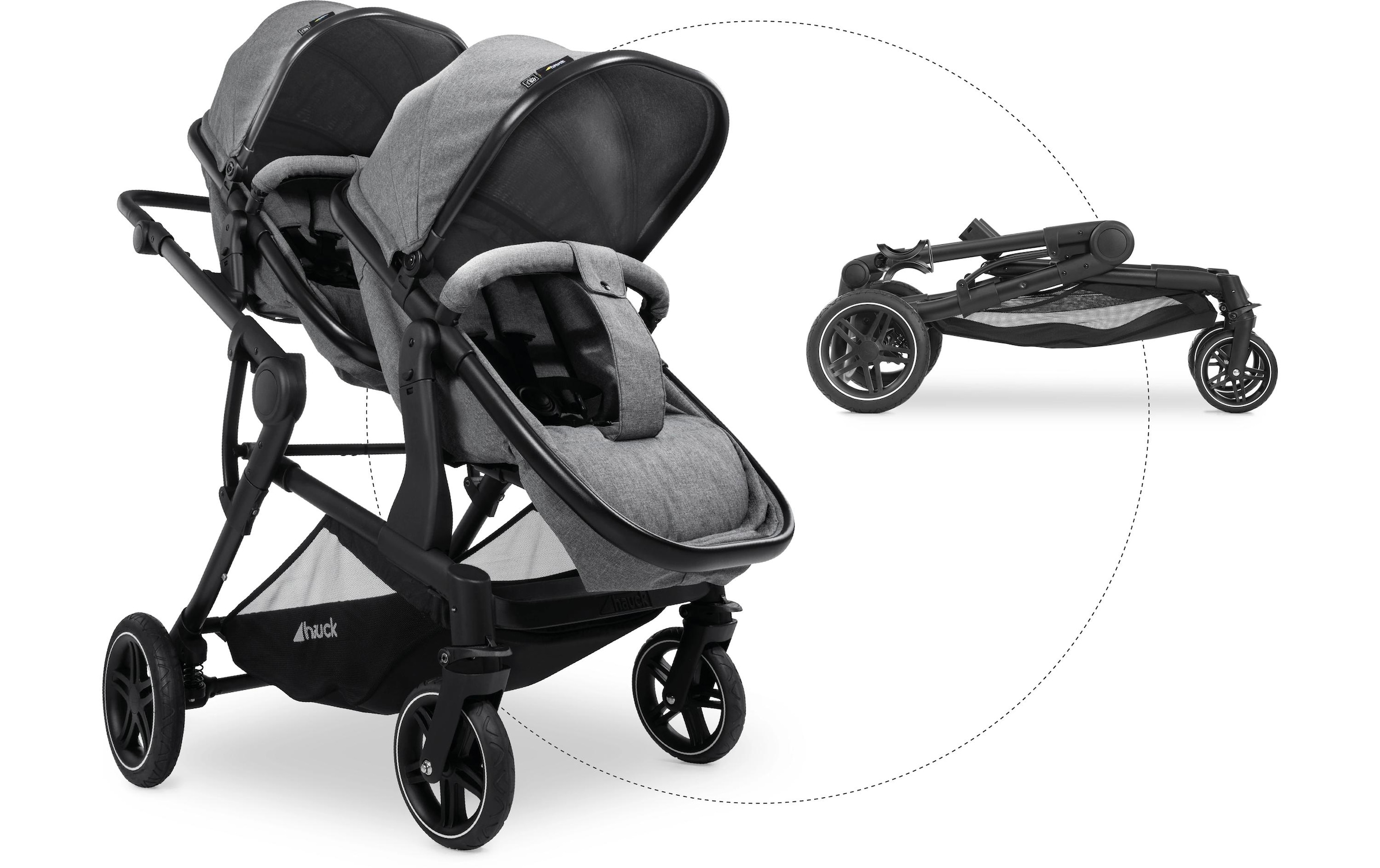 Hauck Geschwisterwagen »Atlantic Twin Melange Grey«, 36 kg