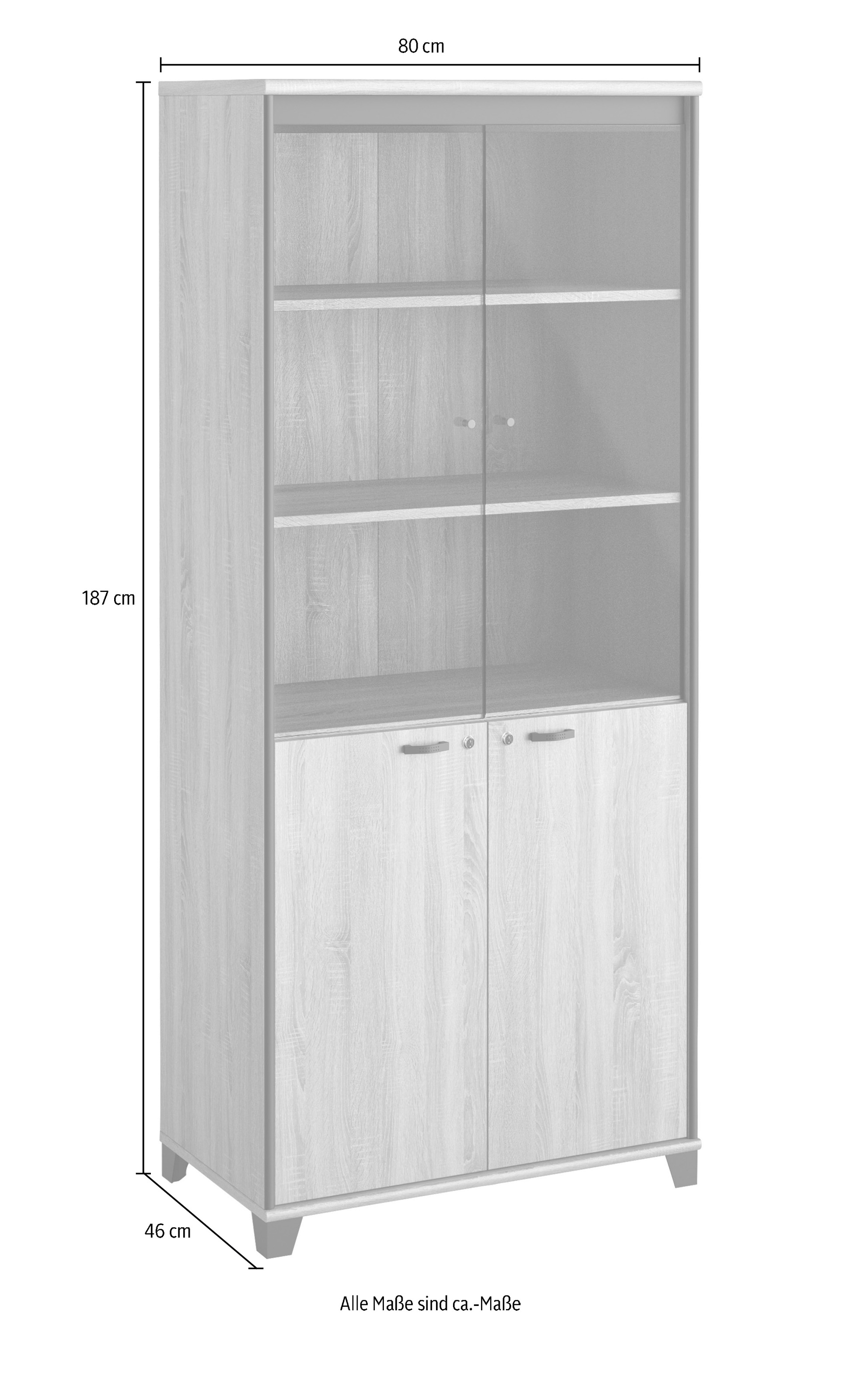 Gami Aktenschrank »MAMBO«, 2 Holztüren, 2 Glastüren