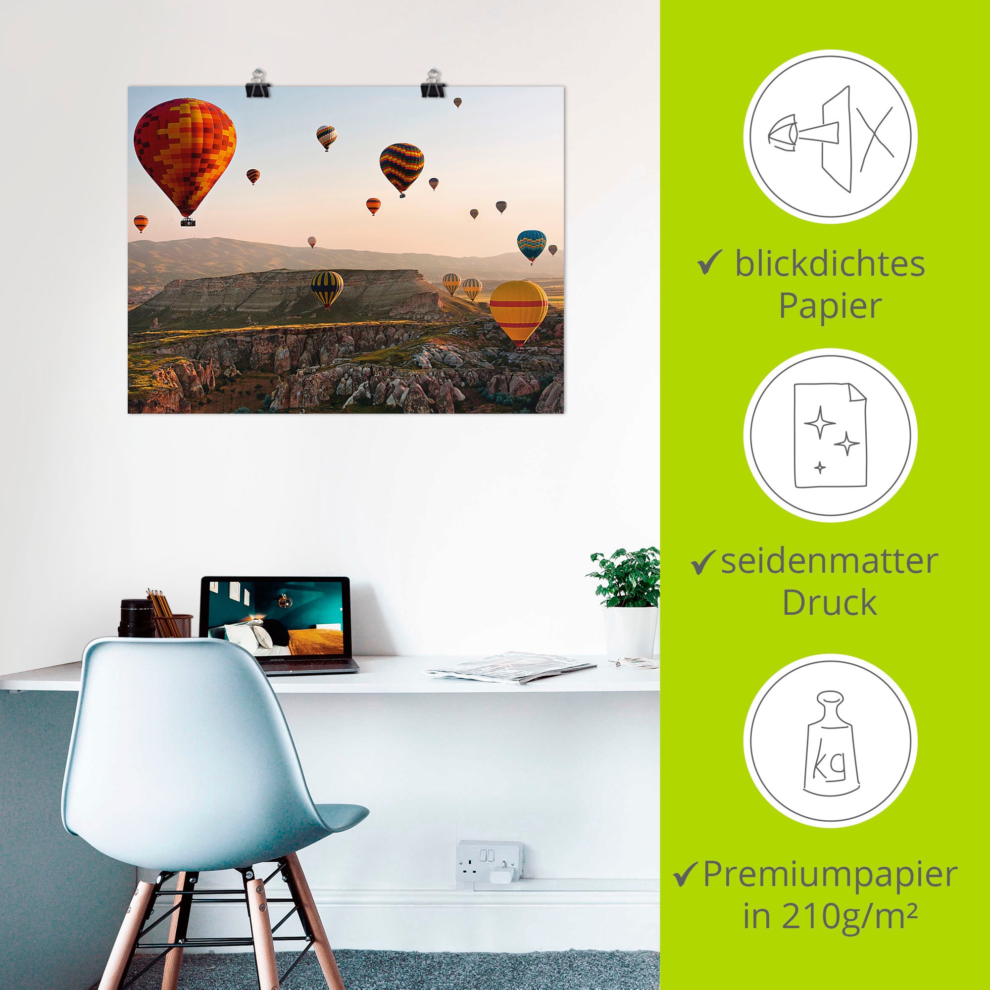 Artland Wandbild »Kappadokien Ballonfahrt«, Ballonfahren, (1 St.), als Leinwandbild, Poster in verschied. Grössen