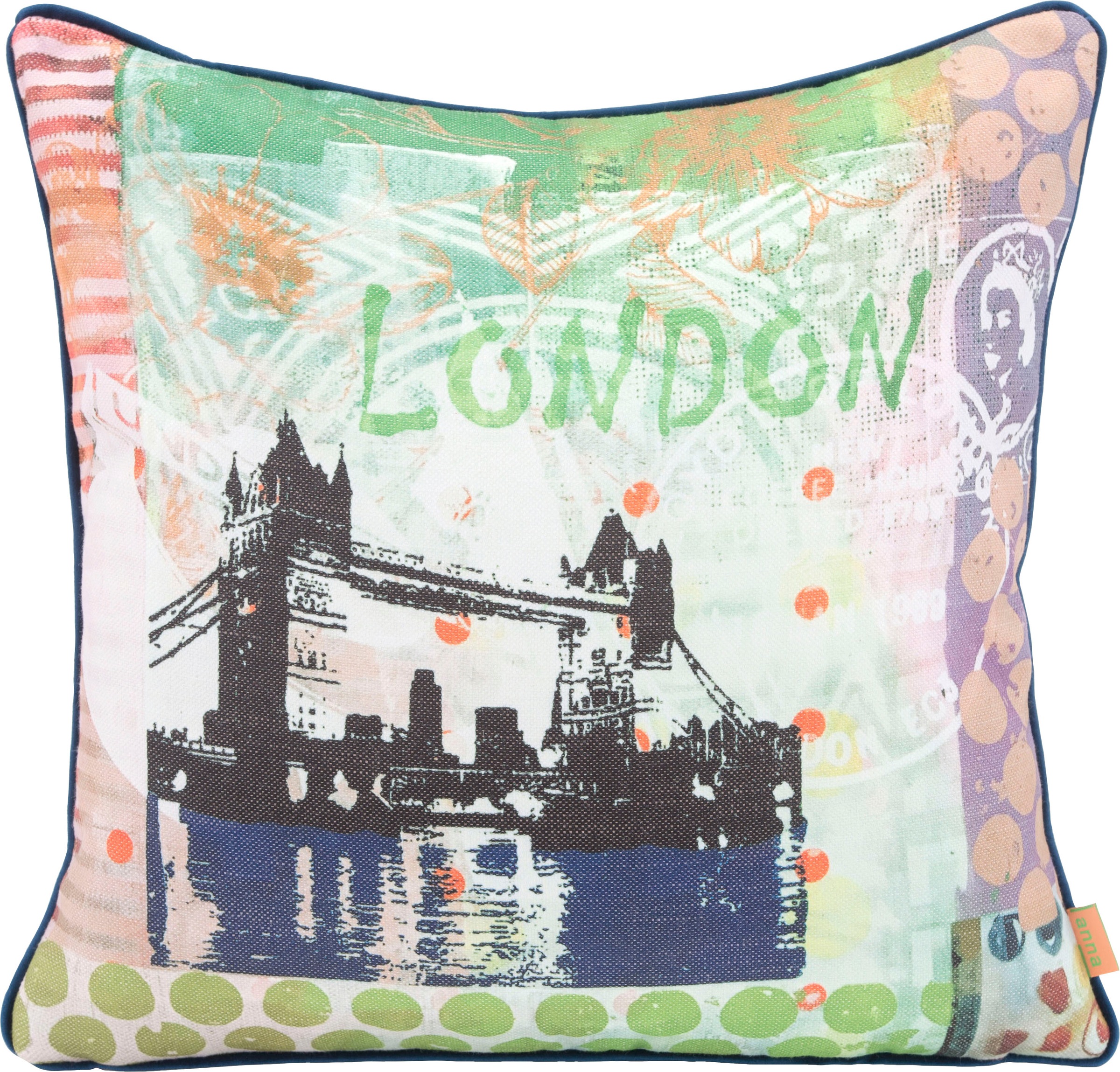 Image of H.O.C.K. Dekokissen "Lieblingsstädte LONDON" mit London-Motiv, Wendekissenhülle mit Füllung, 1 Stück