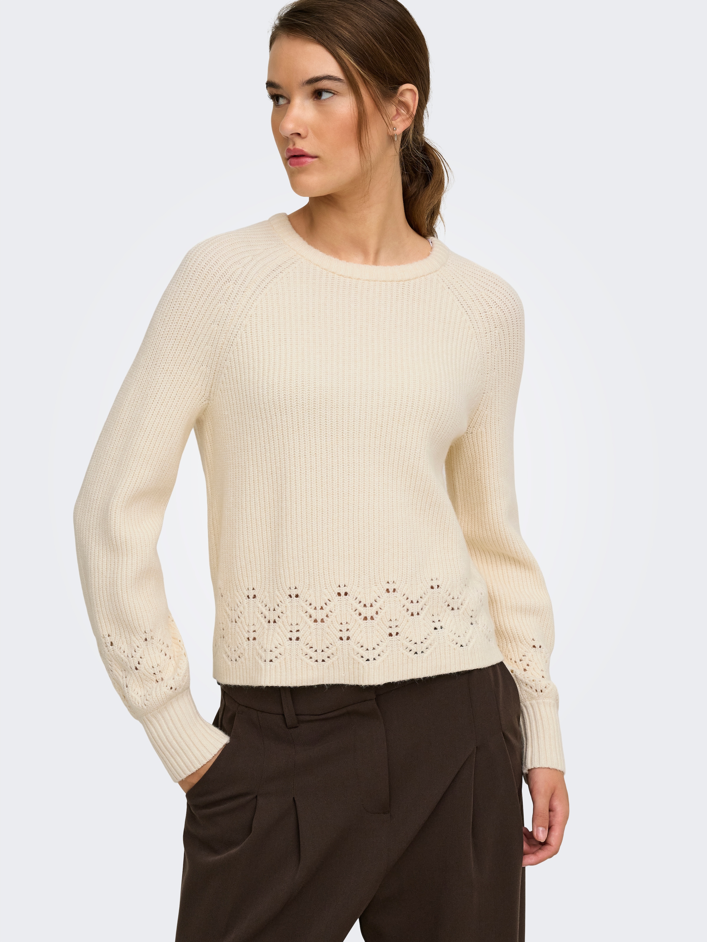 Image of ONLY Strickpullover "ONLPRINCESS LS O-NECK DETAIL KNT" Viskosemischung, regular fit