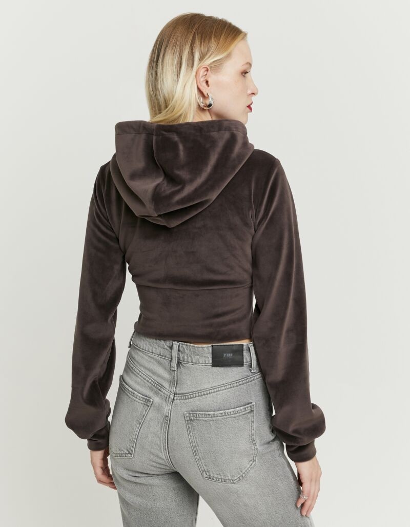 Tally Weijl Kapuzensweatjacke »SSWPELOUNGIE« Materialmix, figurbetont, cropped, aus Samt mit breitem Saum