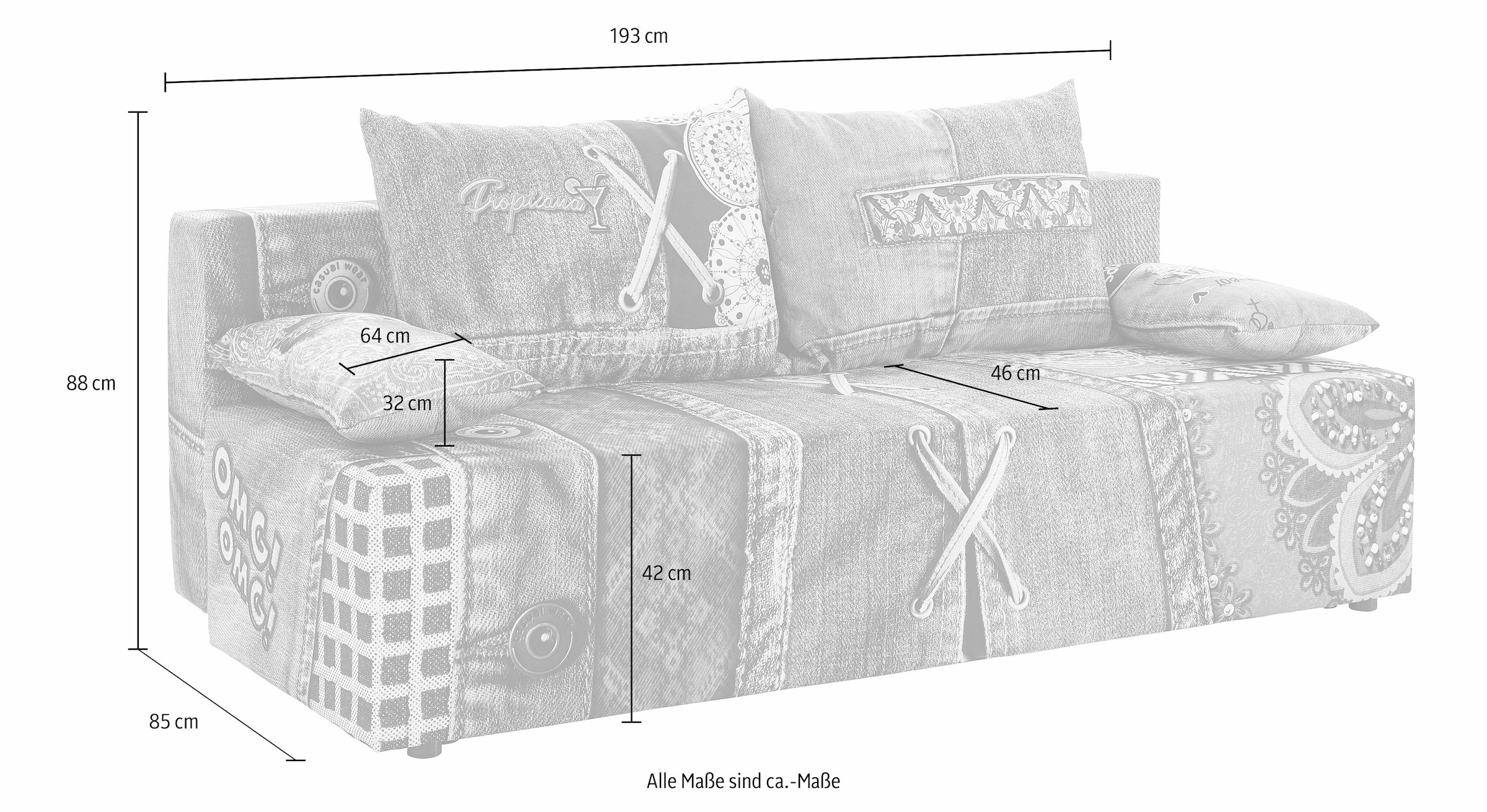 exxpo - sofa fashion Schlafsofa »Extravagantes Sofa für Individualisten mit Bettfunktion und Bettkasten«, in aussergewöhnlichen Bezugsvarianten, Solitärmöbel