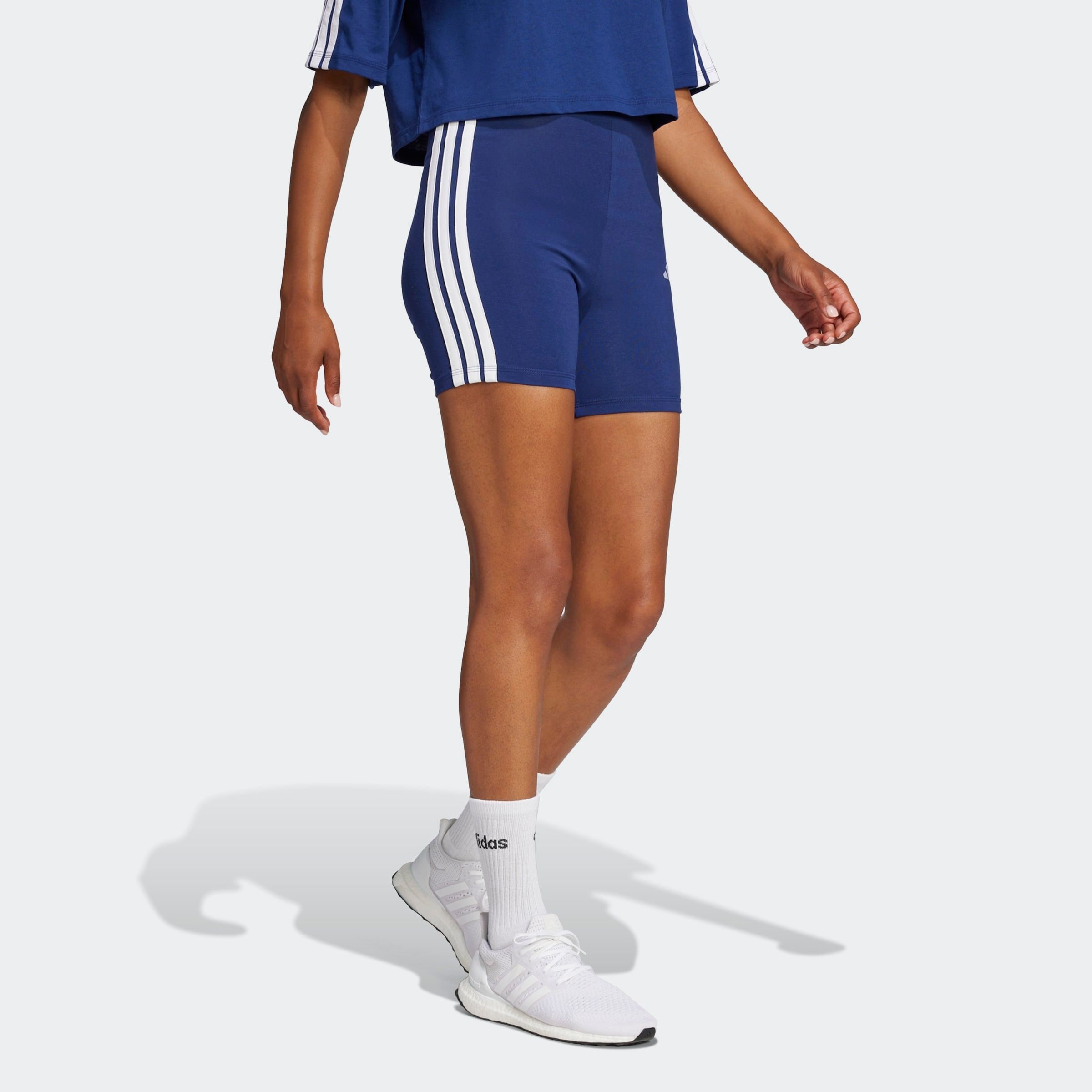 Image of adidas Sportswear Trainingstights "ESSENTIALS 3-STREIFEN HIGH WAISTED KURZE LEGGINGS" kurze Leggings, mittelhoher Bund, flacher, elastischer Bund
