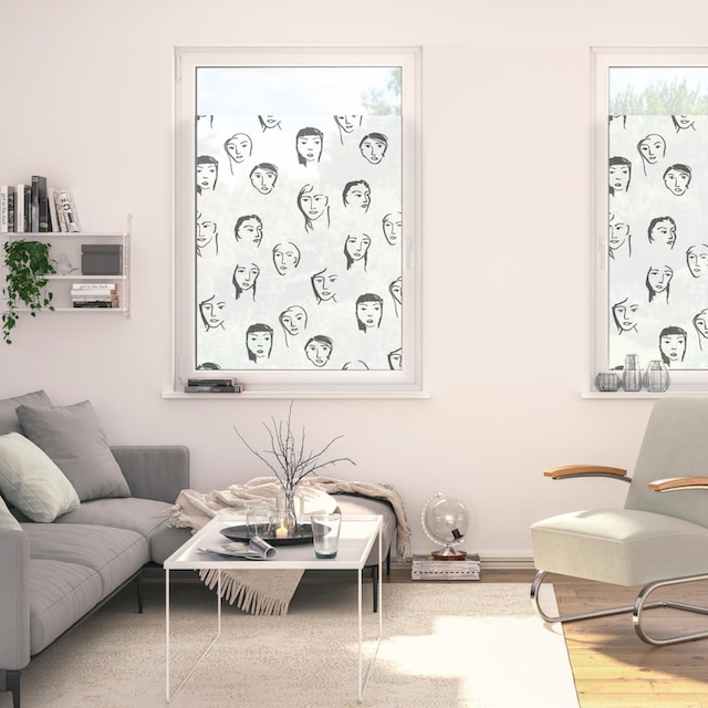 LICHTBLICK ORIGINAL Fensterfolie »Fensterfolie selbstklebend, Sichtschutz,  Faces - Schwarz«, 1 St., blickdicht, glattstatisch haftend jetzt kaufen